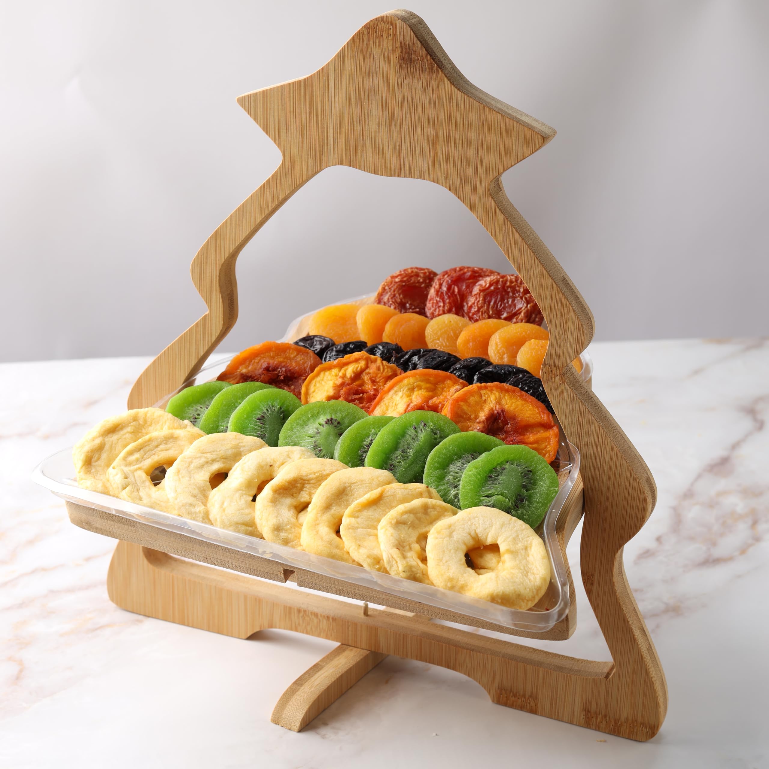 Fruit Gift Basket, Dried Fruit Christmas Tree Trivet Tray Assortment Christmas Tree | Great for Snacks, Healthy Gifts, Parties, Corporate, Sympathy, Holidays, Men, Women, Families | Bonnie and Pop