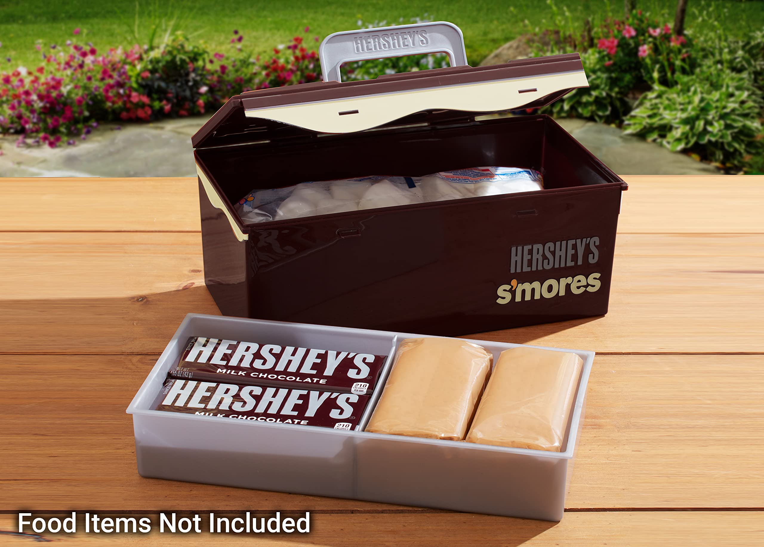 Mr. Bar-B-Q Hershey's S'mores Caddy Tray Organizer, FOOD ITEMS NOT INCLUDED, Store All Essentials for Making S'mores On The Go for Picnics, Tailgating with Removable Tray & Carrying Handle 00262HSY
