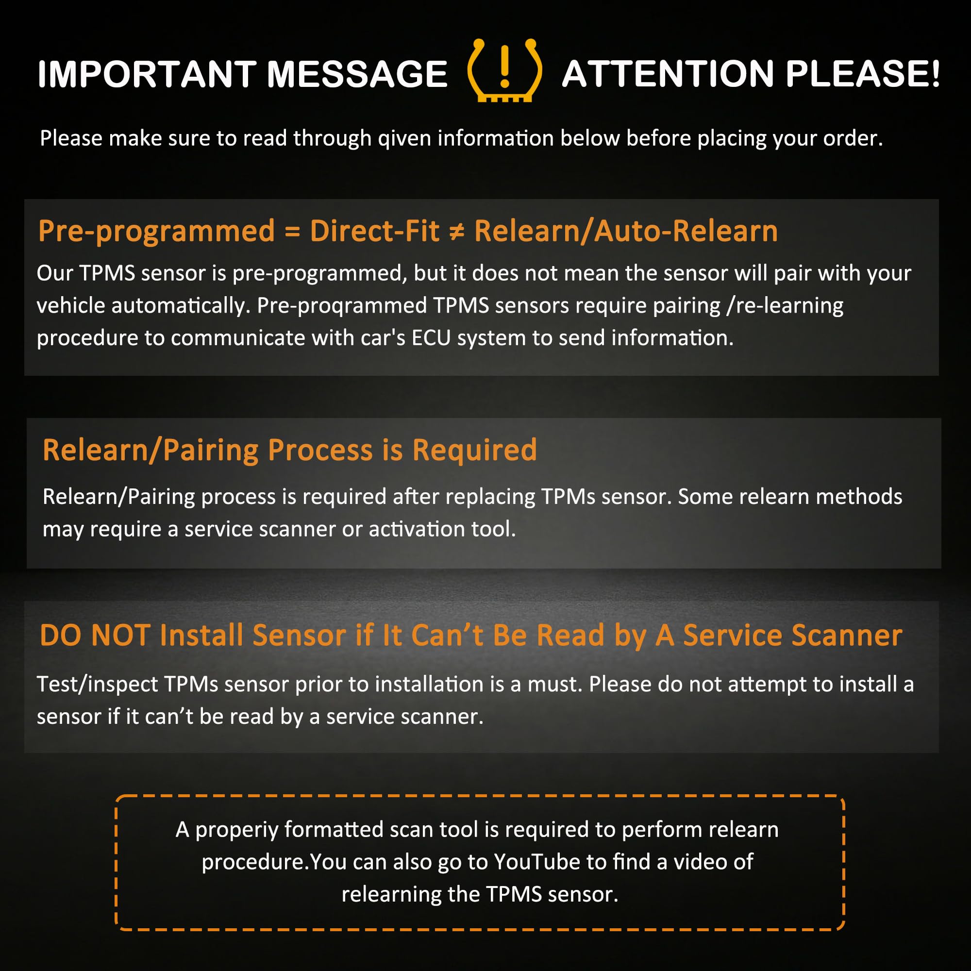 Replacement TPMS Sensor Tire Pressure Monitoring System Sensor 315MHz Compatible with Toyota 4Runner Camry Corolla Highlander FJ Cruiser Prius Replacement for 42607-33021 42607-06011 42607-33011