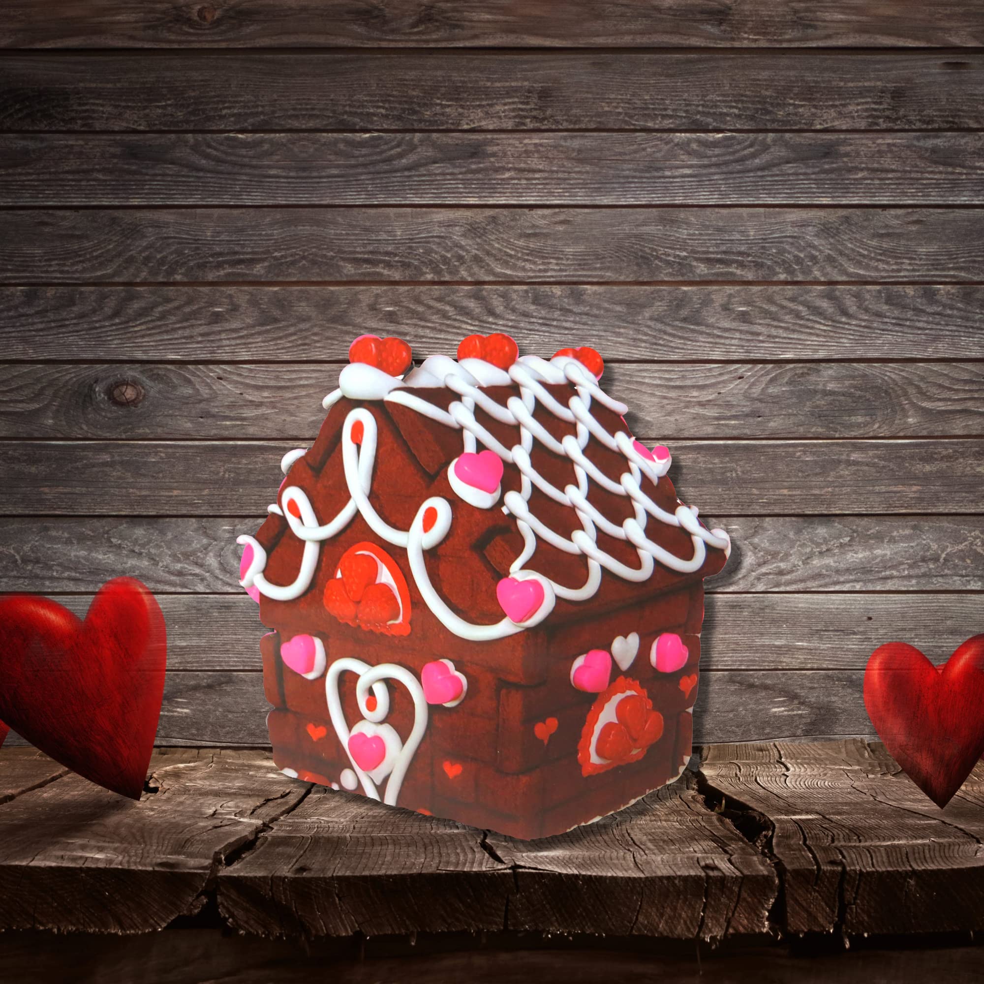 Small Ready to Build Edible Red Velvet Cookie House Kit, DIY Valentine's Day Decorating Kits, 14 Ounces