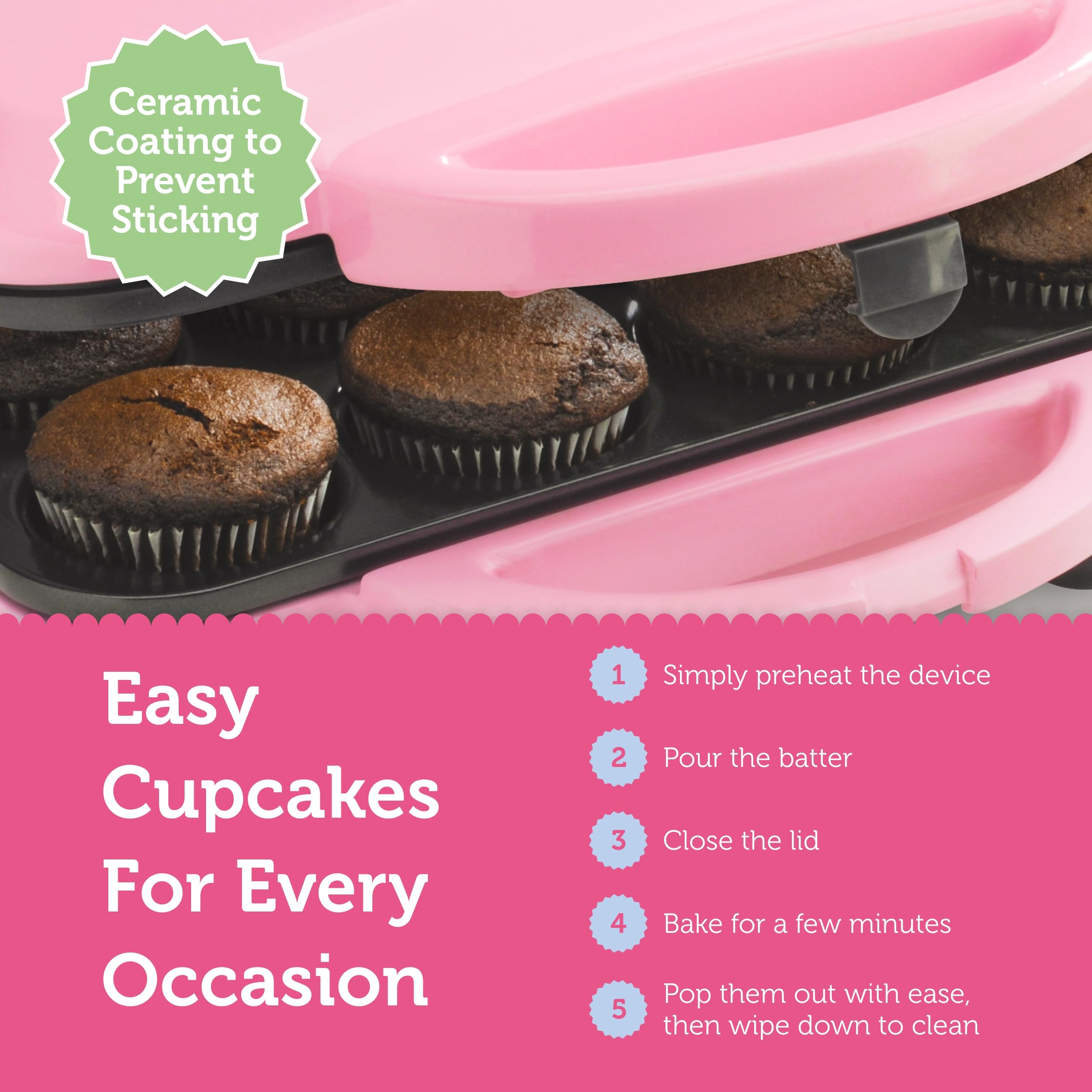 Babycakes Full Size Cupcake Maker, Pink, Full-Sized