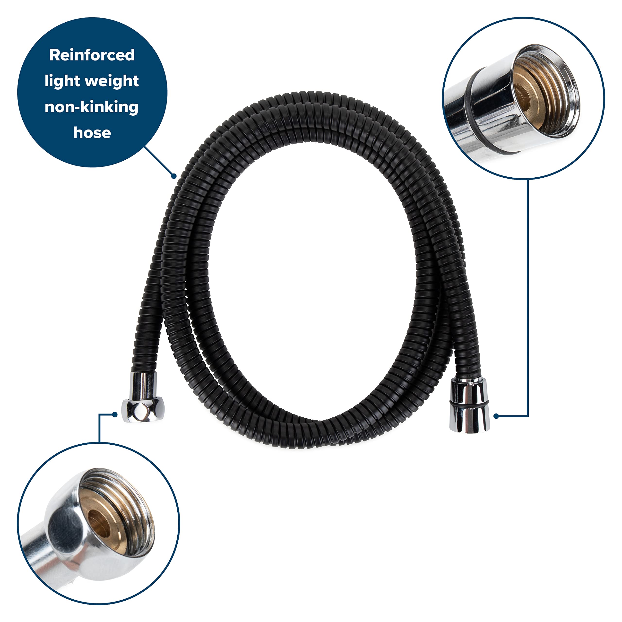 Camco Complete RV/Marine Shower Head Kit | Features Convenient On/Off Switch for Water Efficient Showers | 5 Spray Patterns | Black (43744)