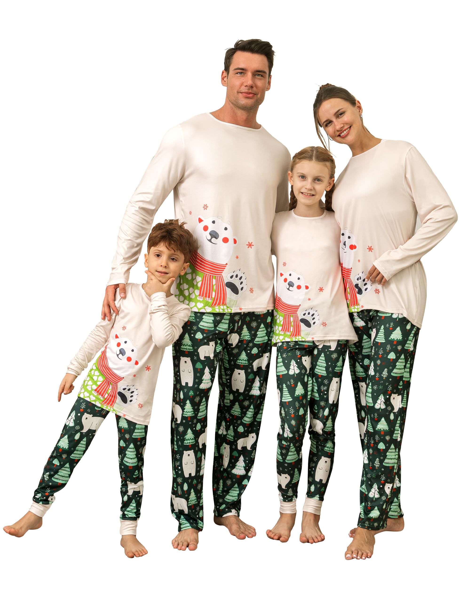 QUNISY Family Pajamas Christmas Matching Sets Xmas Family Pjs Set Couple Holiday Jammies Women/Men Festival Sleepwear Adult and Kids Bear Women S