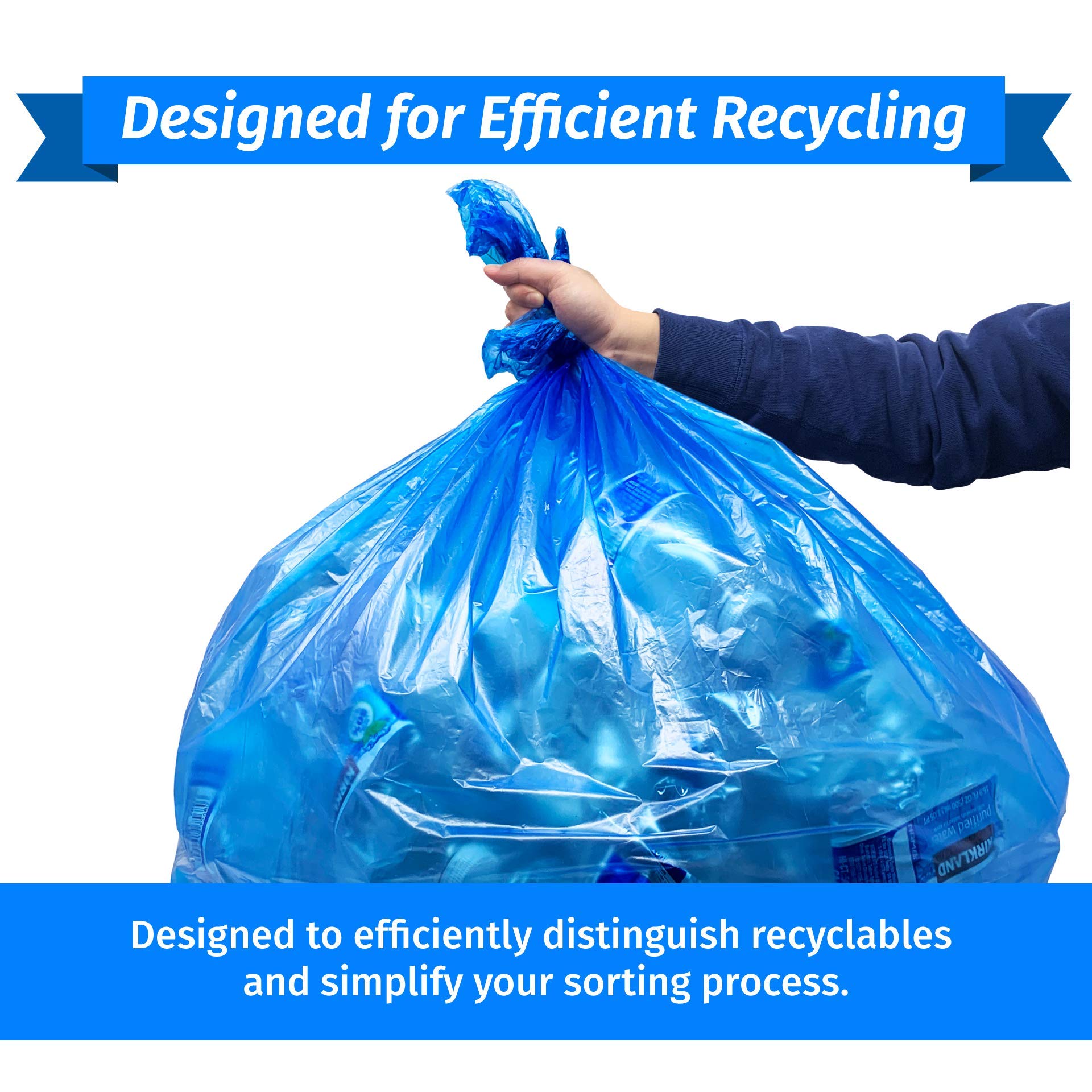 Reli. SuperValue 55-60 Gallon Recycling Bags | 75 Count | Blue Trash Bags | Made in the USA