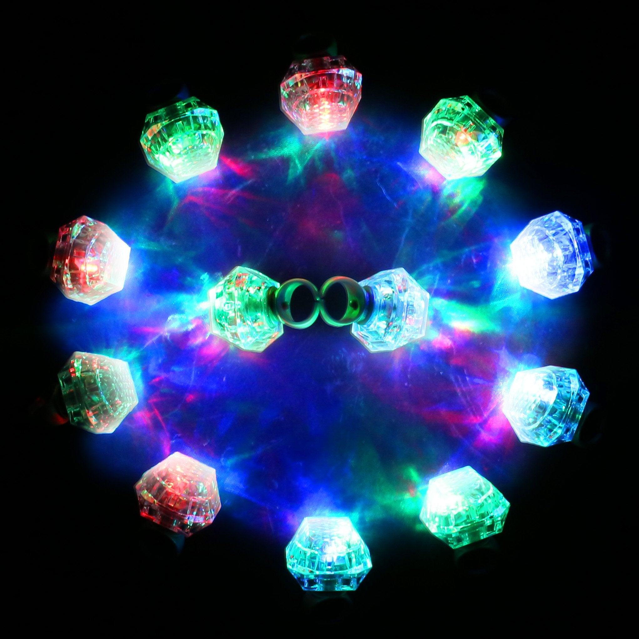 Konsait Flashing Led Light up Rings Bachelorette Party Favors Toys Grow in The Dark Party Suppiles Diamond Bling Rings for Birthday Weddings Bridal Shower Decorations (13pcs)