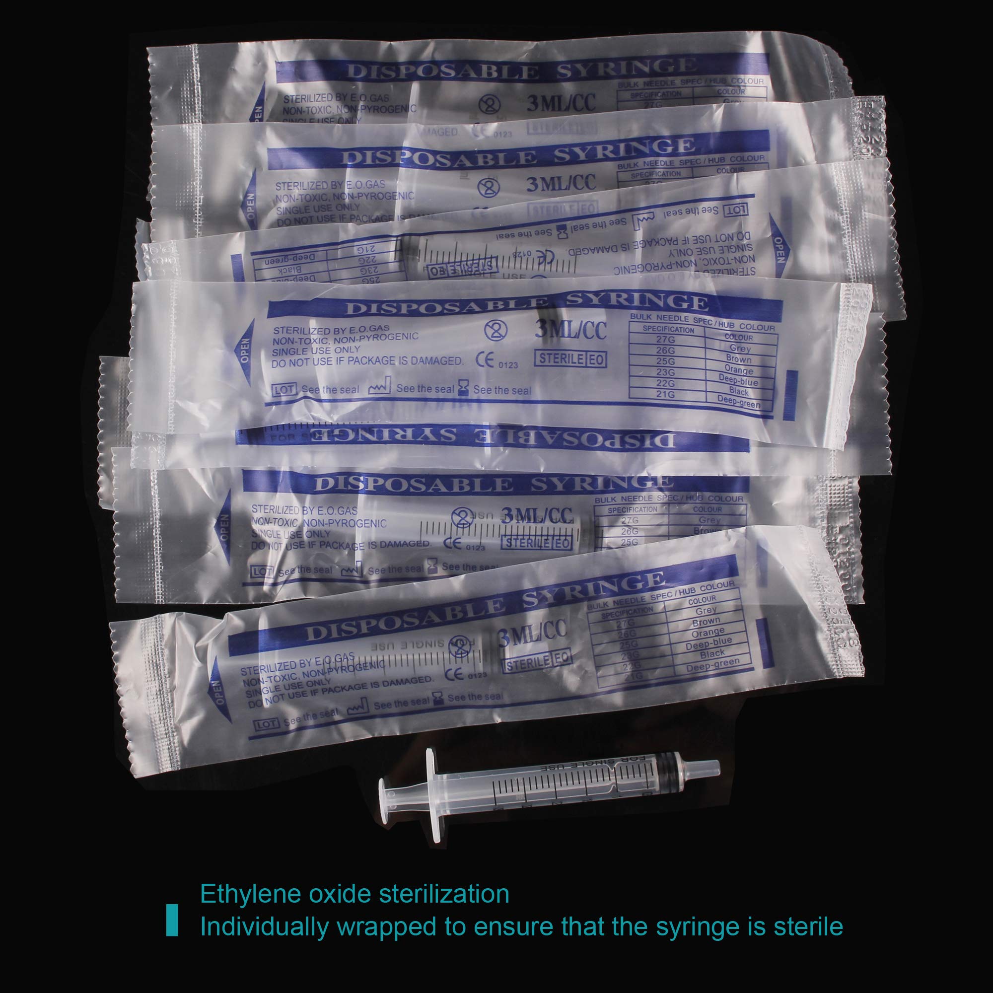 3ml Syringe Without Needle - 3 ml Small Plastic Syringes Sterile Individually Packed with Cap for Lab Medicine Student Measuring Liquid and Pet Dog Cat Baby Feeding Oral Colostrum ( 60 Pack 3cc /ml )