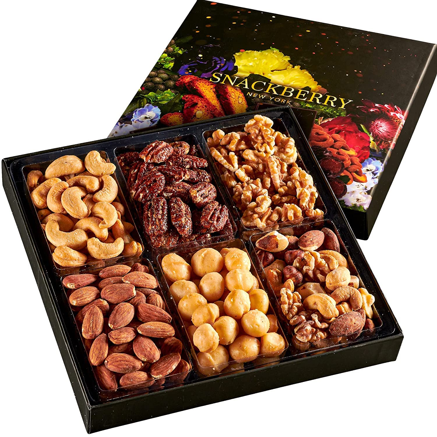 Nuts Gift Basket, Gourmet Snack Box,in Elegant Box, Gift Set For Fathers Day, Birthday Party, Care Package, Sympathy, Healthy Gift, Gift for Men and Women. Kosher, Snackberry (Single)