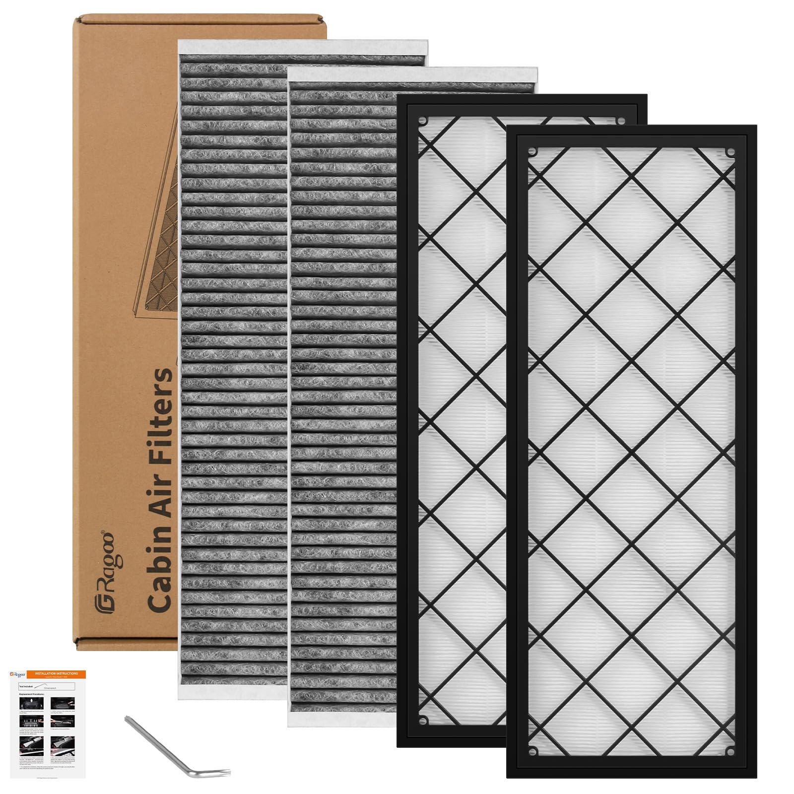 Ragoo Tesla Model Y Cabin Air Filter HEPA Air Intake Filter with Activated Carbon Replacement Cabin Filter for Tesla Model Y Accessories 2020-2024 (4 Packs)