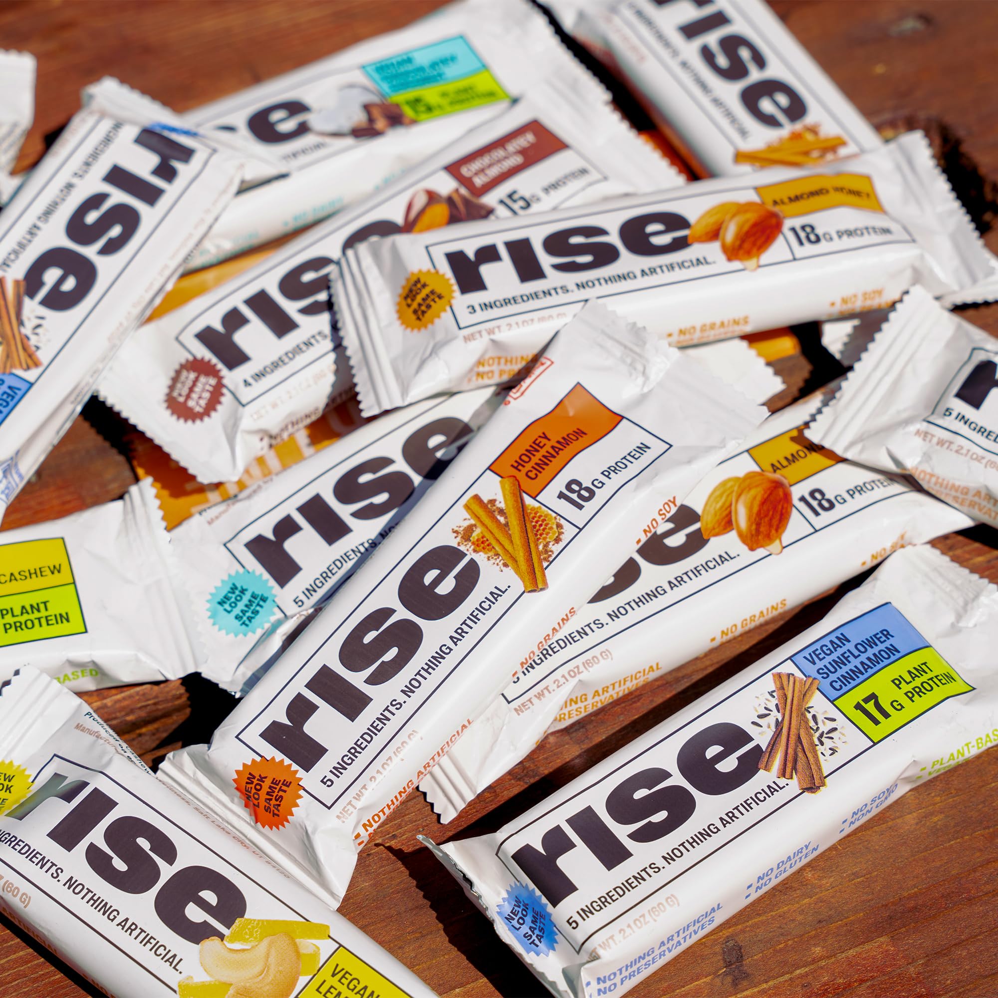 Rise Whey Protein Bars - Chocolatey Almond | Breakfast Bar & Protein Snack 15g Protein 5g Fiber Just 4 Whole Food Ingredients Gluten-Free Soy Free