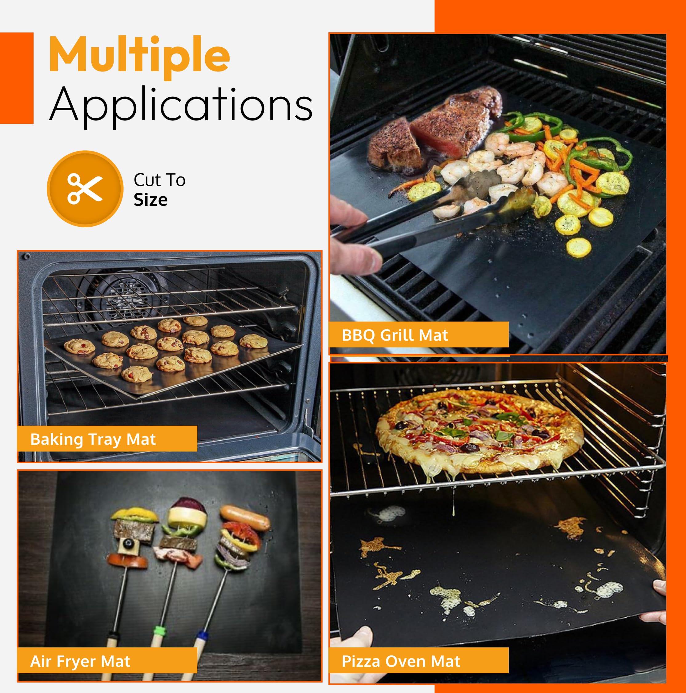 Oven Liners for Bottom of Oven - Thick Heavy Duty 17” x 25” 2 Pack Non-Stick Reusable Mats - BPA & PFOA Free Protector for Electric, Gas, Microwave & BBQ Grill Liner - Easy Clean & Heat Resistant
