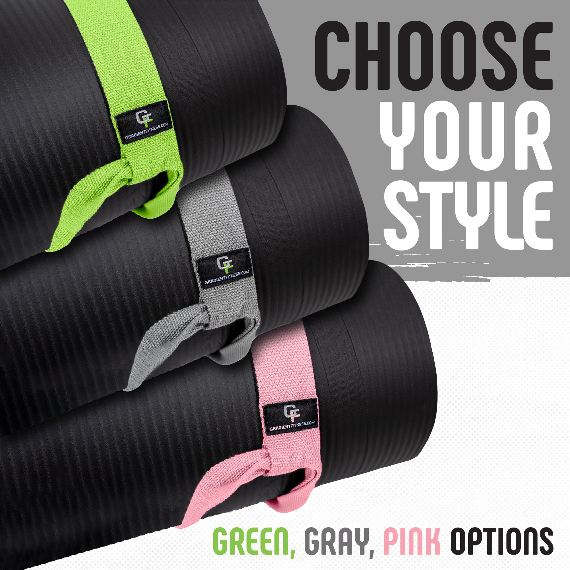 Gradient Fitness Yoga Mat Strap, Premium Cotton Blend, Yoga Mat Carrier, Yoga Mat Holder, Yoga Mat Straps for Carrying (Gray)