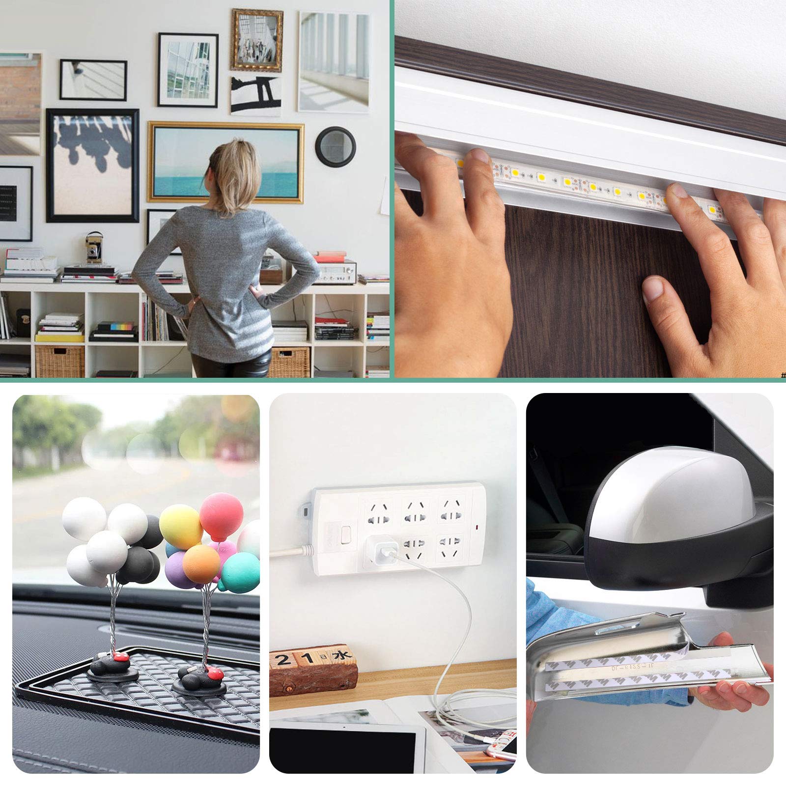 HitLights Double Sided Tape Heavy Duty, 164ft Waterproof Mounting Adhesive Tape, Removable Tape for Walls, Poster, LED Strip, Car Trim, Home Office Decor, Craft Project, White (164ft x 0.39in)
