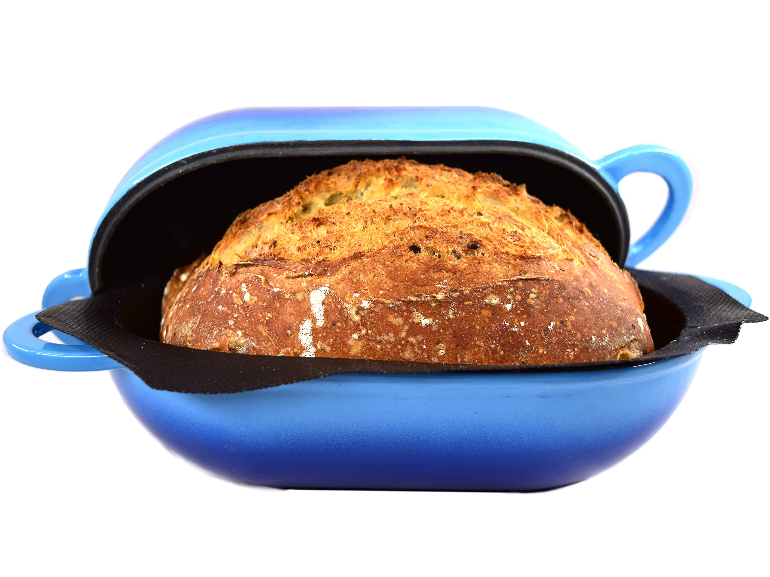 LoafNest: Incredibly Easy Artisan Bread Kit. Cast Iron Dutch Oven [Compact 2 qt size] and Perforated Non-Stick Silicone Liner.