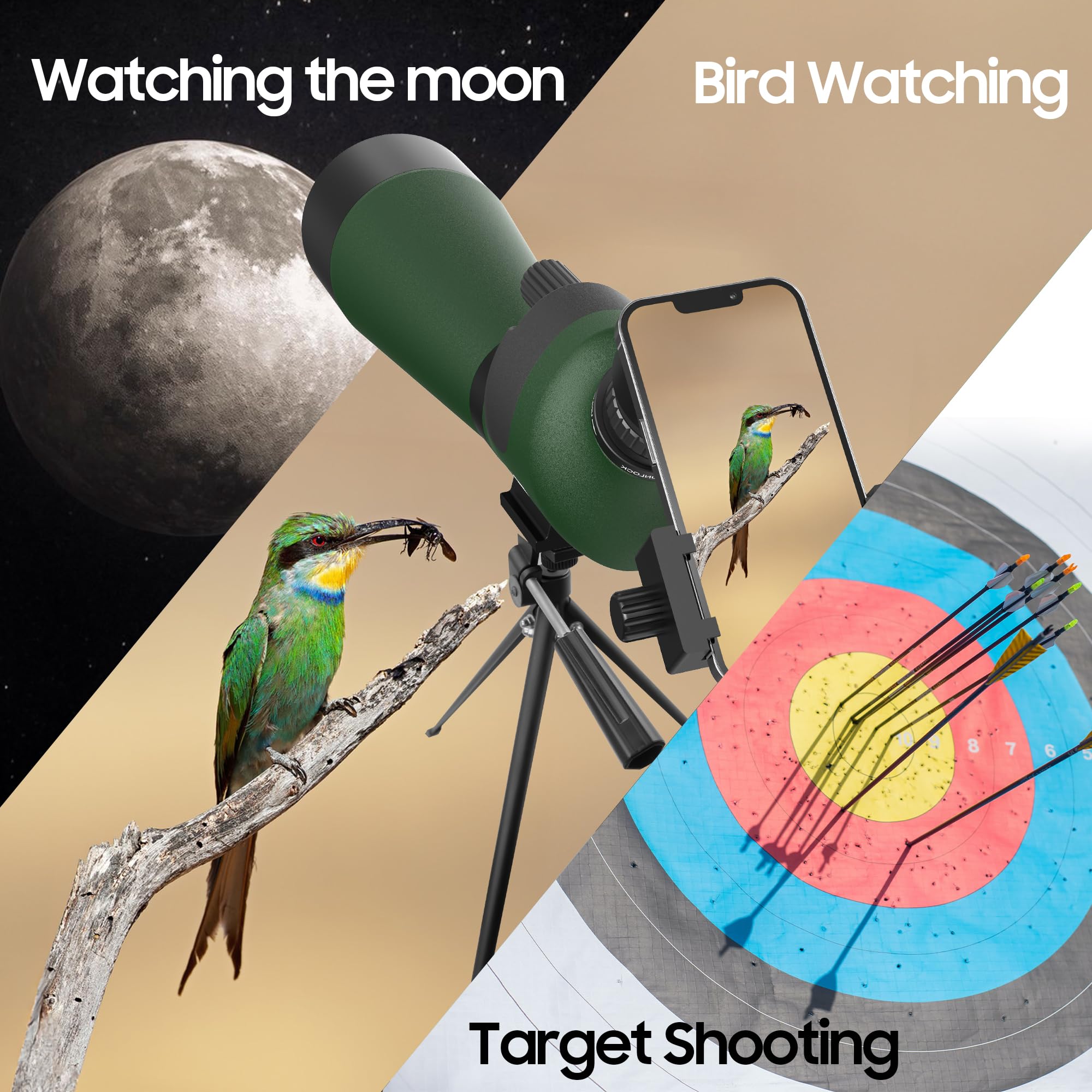 IBQ Spotting Scope, 20-60x85MM Spotting scopes for Target Shooting, Spotting scopes for Hunting, BAK4 High Definition Waterproof Spotter Scopes for Bird Watching,with Tripod