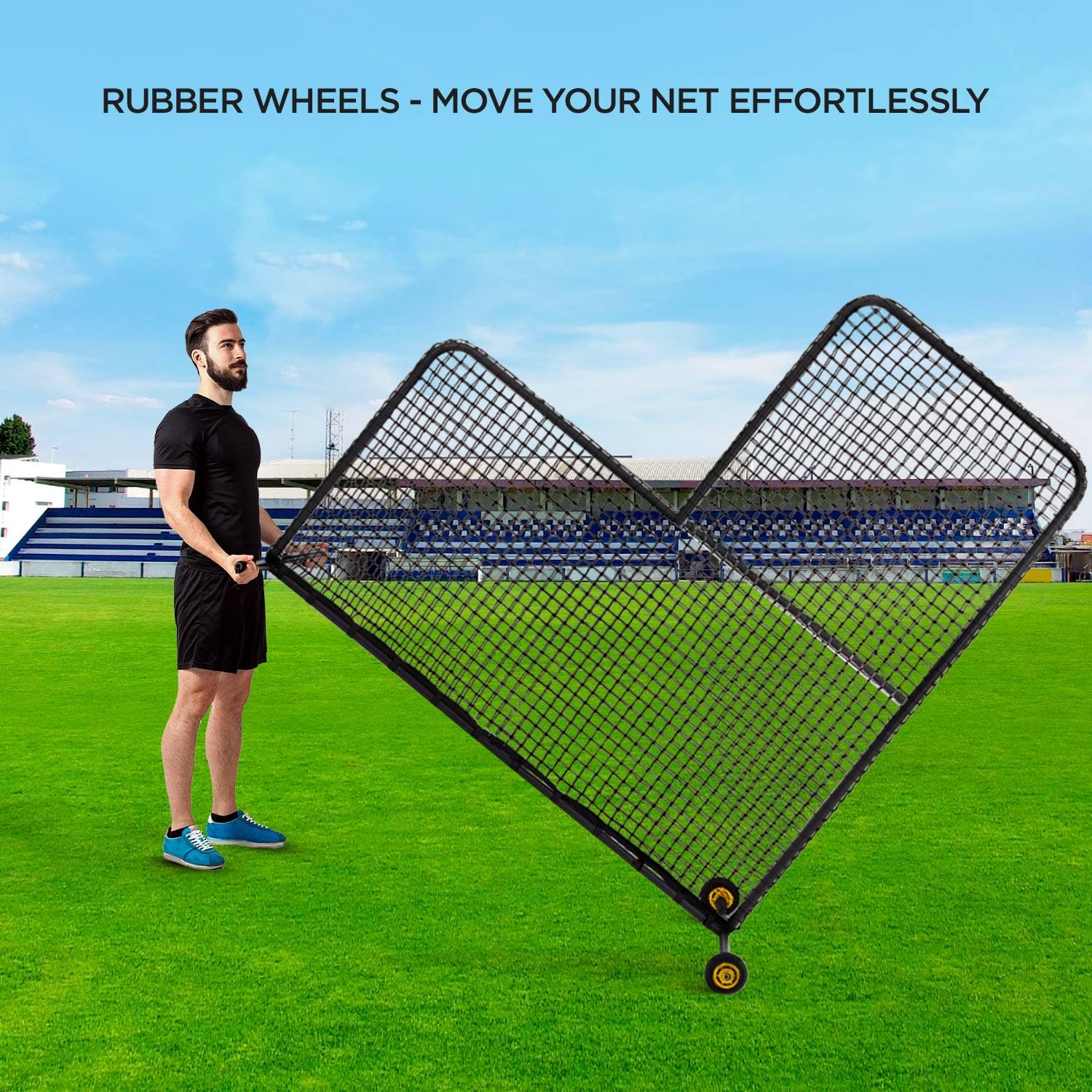 L Screen Baseball for Batting Cage Pitching Screen Portable 7x7 ft Protector Net with Rubber Wheels and Training Ball
