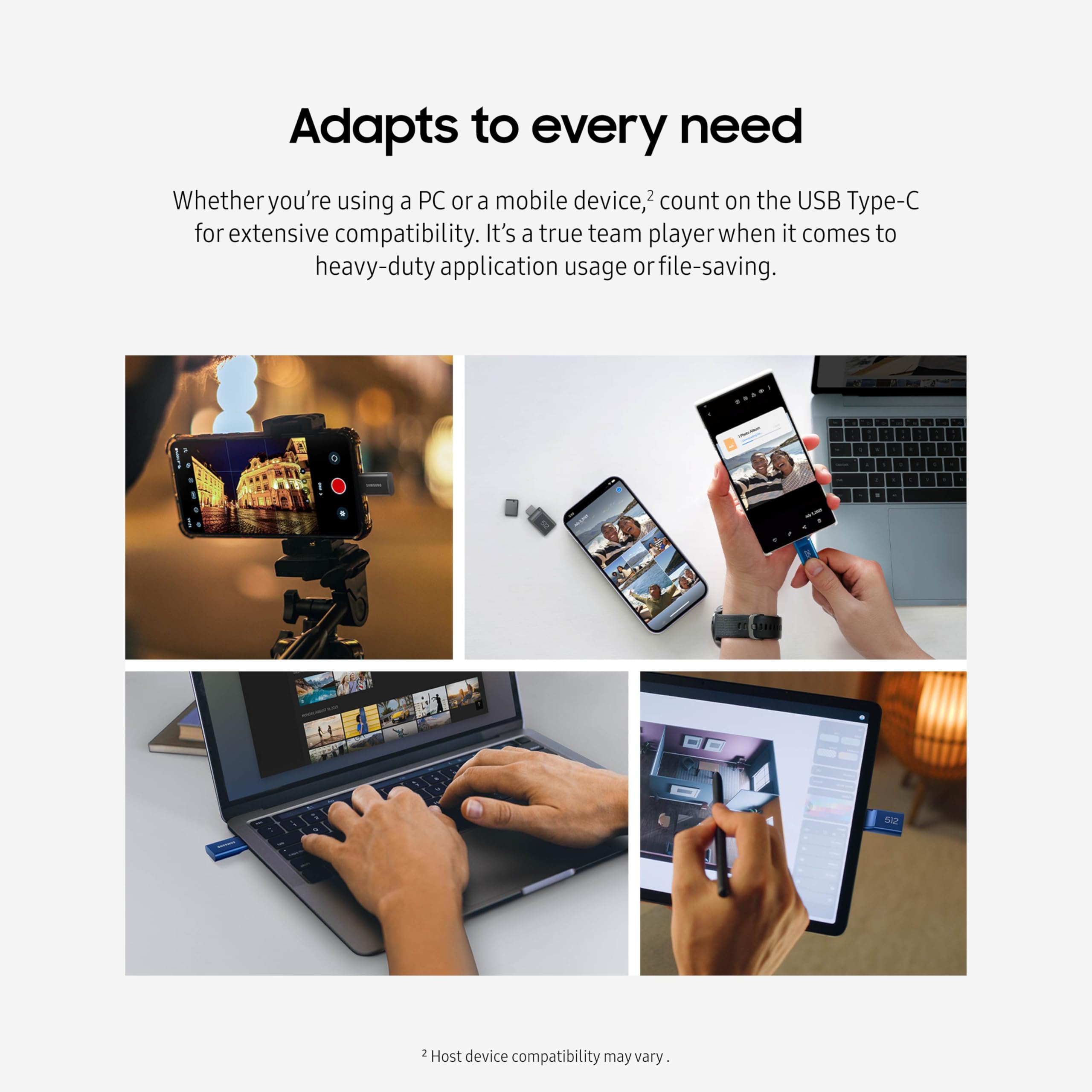 Samsung Type-C USB Flash Drive, 512GB, Transfers 4GB Files in 11 Secs w/Up to 400MB/s USB 3.2 Gen 1 Read Speeds, Compatible w/USB 3.0/2.0, Waterproof, 2022, Blue, MUF-512DA/AM