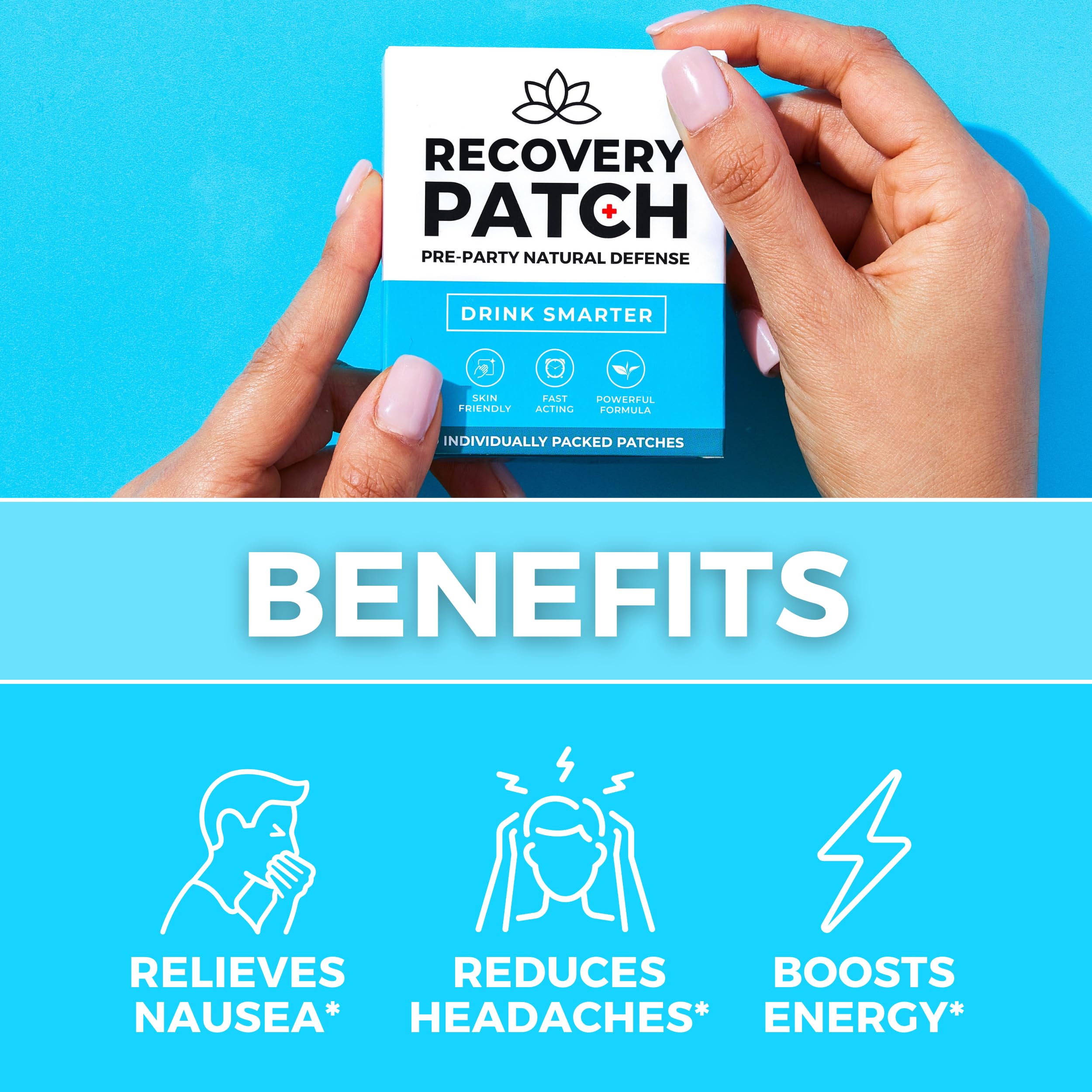 Party Treats Patches 10 Pack - Wake Up Refreshed & Energized with Our 100% Natural Ingredients Patch - Individually Wrapped, Skin-Friendly & Waterproof - Enhanced Morning Formula