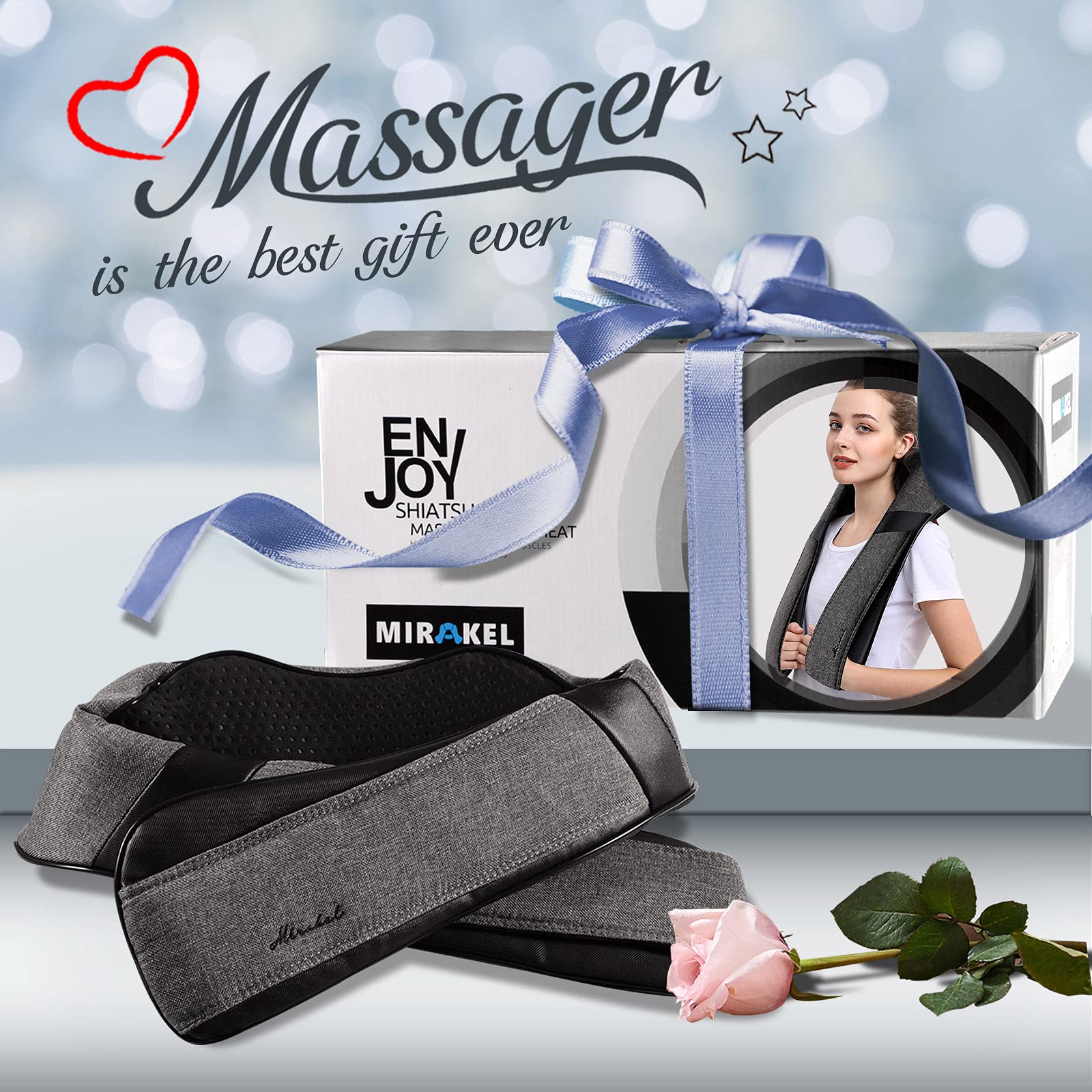 Back Massager Neck Massager with Heat, Neck and Back Massager, Shiatsu Shoulder Massager Gifts for Neck, Back, Muscle Pain Relief, Presents Idea for Christmas, Fathers Day, Mothers Day