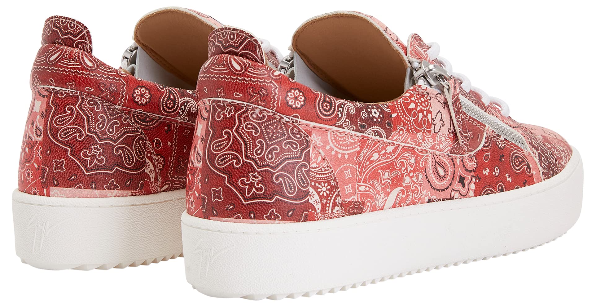 Giuseppe Zanotti, Frankie Low Top Bandana Print Sneakers, 11, Red