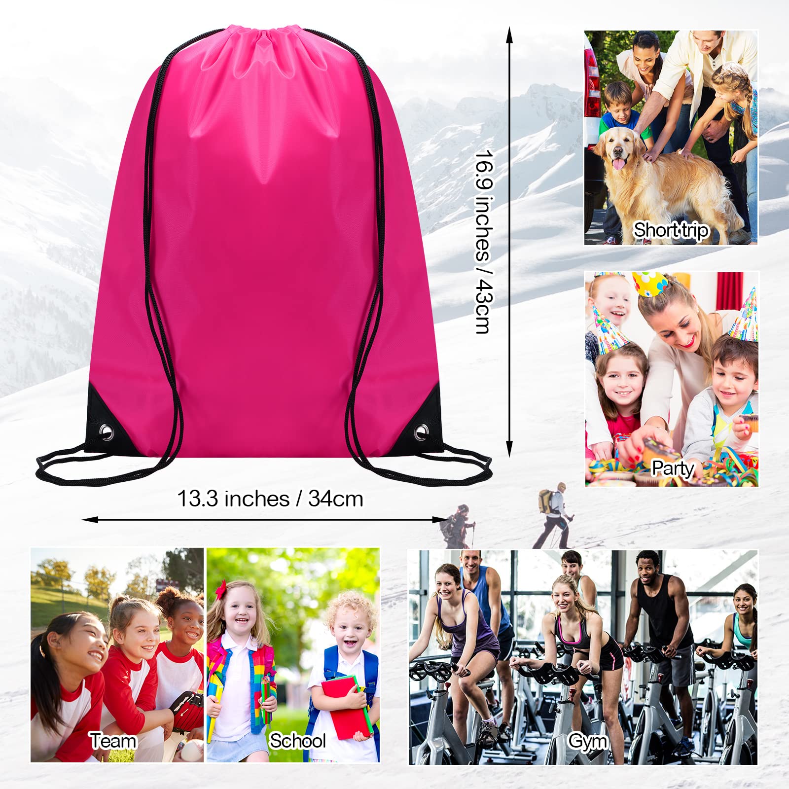 Shappy Drawstring Backpack Bulk Sports Drawstring Bags Gym Cinch Bag Polyester String Bag for Men Women Children(10 Colors)