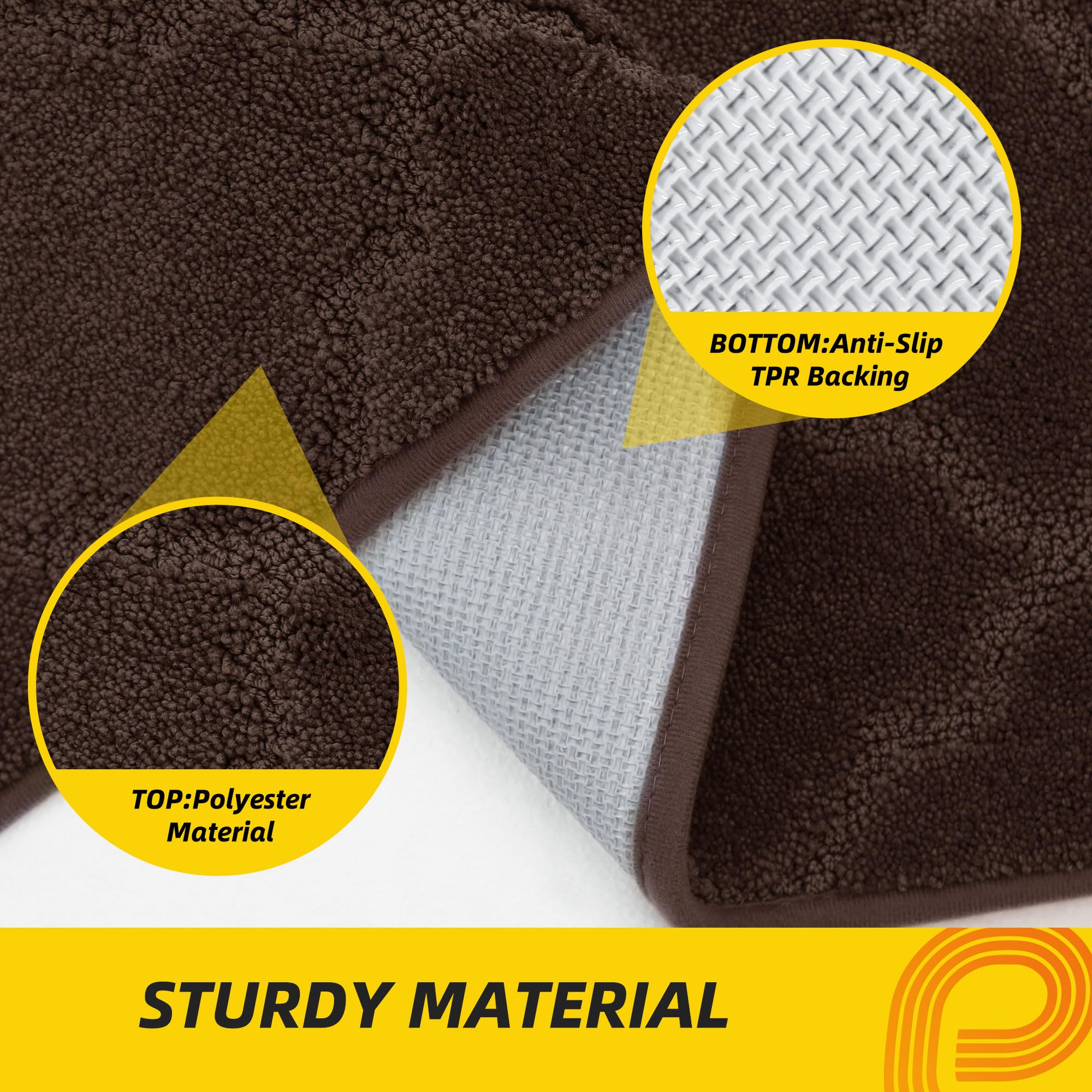JSEI Door Mat 20" x 32", Non-Slip Dirt Trapper Door Mats Indoor Entryway Rugs Washable Absorbent and Stain Resist Welcome Mats, Dog Door Mat for Front Back Door, Muddy Wet Shoes & Paws, Brown