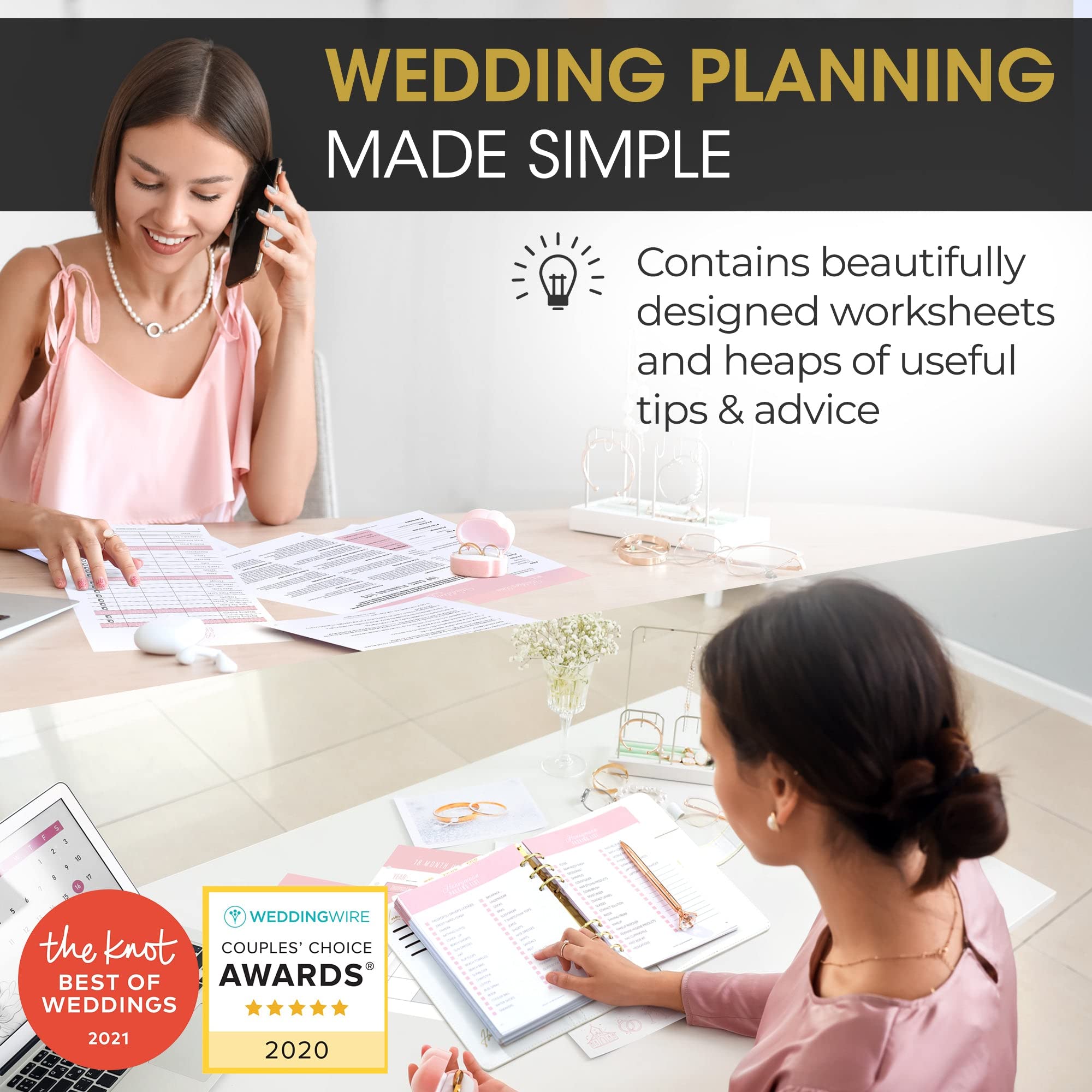 DELUXY The Ultimate Wedding Planner Book & Organizer For The Bride 2024 - Unique Bridal Shower Gift, Engagement Gifts, Wedding Gifts Binder Agenda, Knot Bridal Wedding Planning Book & Organizer Notebook With Checklists