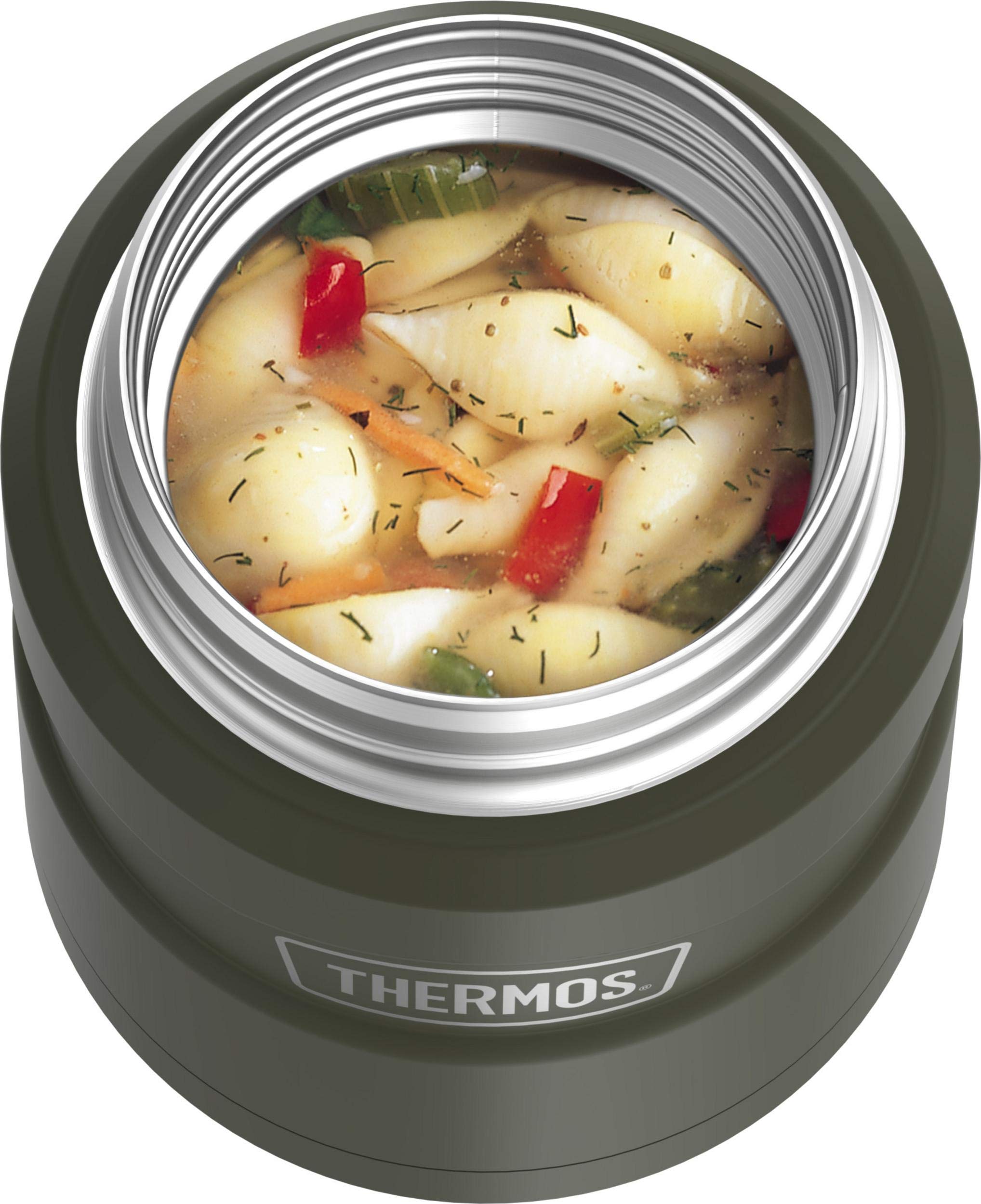 THERMOS Stainless King Vacuum-Insulated Food Jar with Spoon, 16 Ounce, Army Green