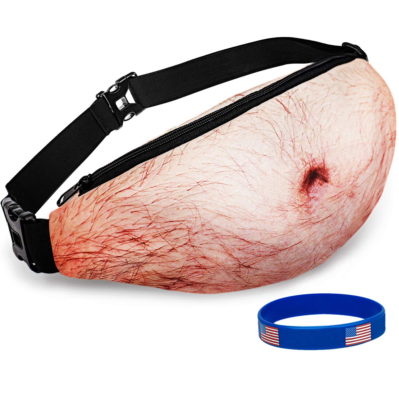 Funny Gifts White Elephant Gifts, Wisedom Gag Gifts Dad Bag Fanny Pack & 3D Beer Belly Waist Pack Waterproof For Women Men Christmas Stocking Stuffers for Men (Thin Hair)