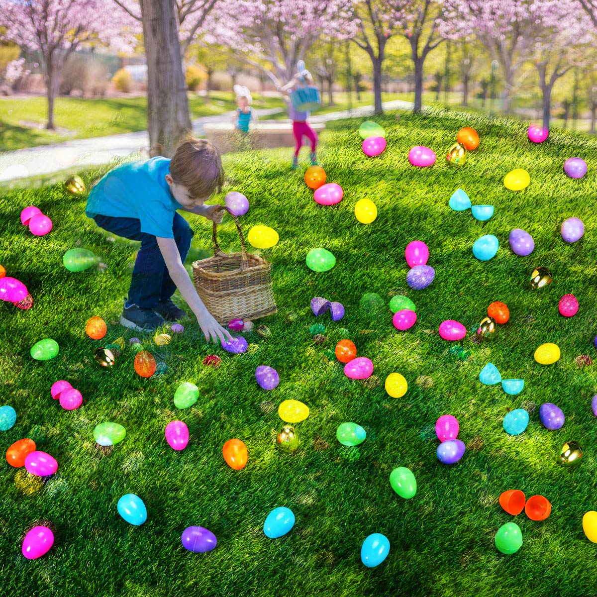 GABOSS Jumbo Bright Plastic Easter Eggs - 3.15'' Include 6 Golden Eggs,for Easter Basket Stuffers Fillers,Theme Party Favor,Classroom Prize (3.15 in) 150 Pieces