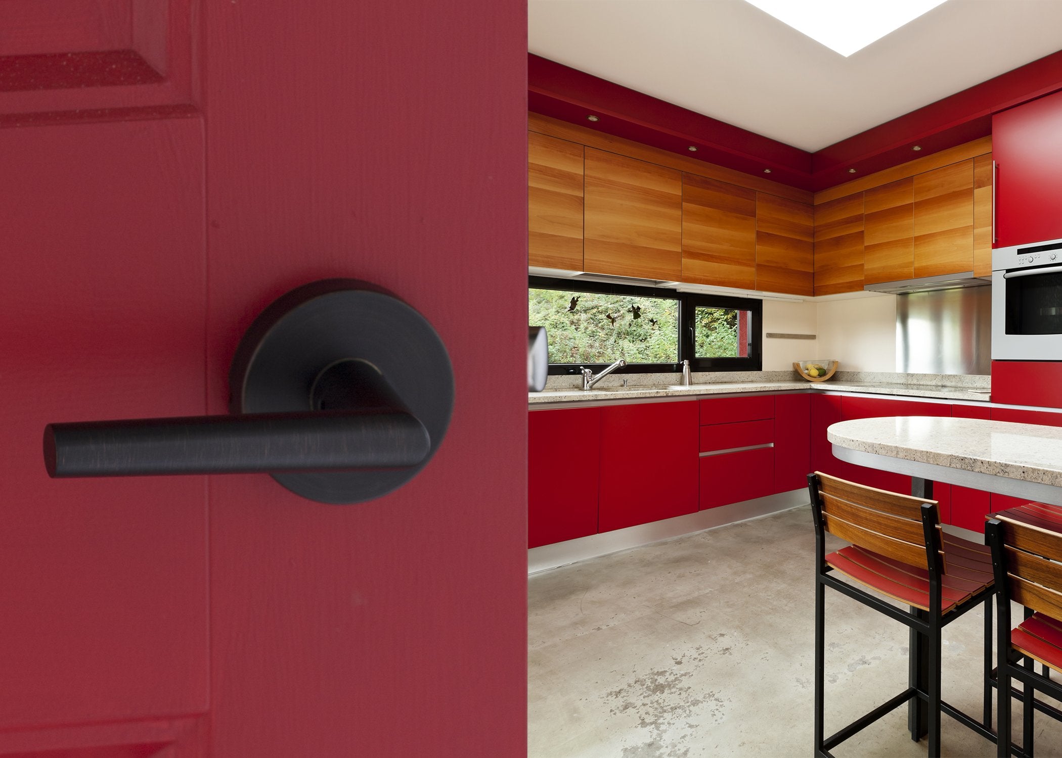 Copper Creek ML2231TB Modern Push Button Privacy Door Lever