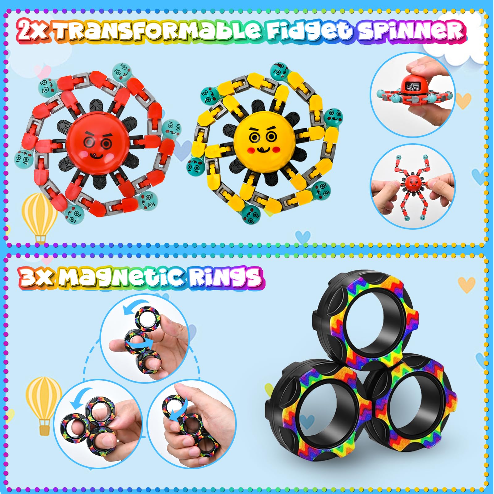 15Pack Fidget Toys Bulk for Kids Adult, Easter Basket Stuffers Gifts Sensory Autism ADHD Autistic Figette Classroom Treasure Prize Box School Must Have Stress Anxiety for Age 5-7 8-12 Valentines Day