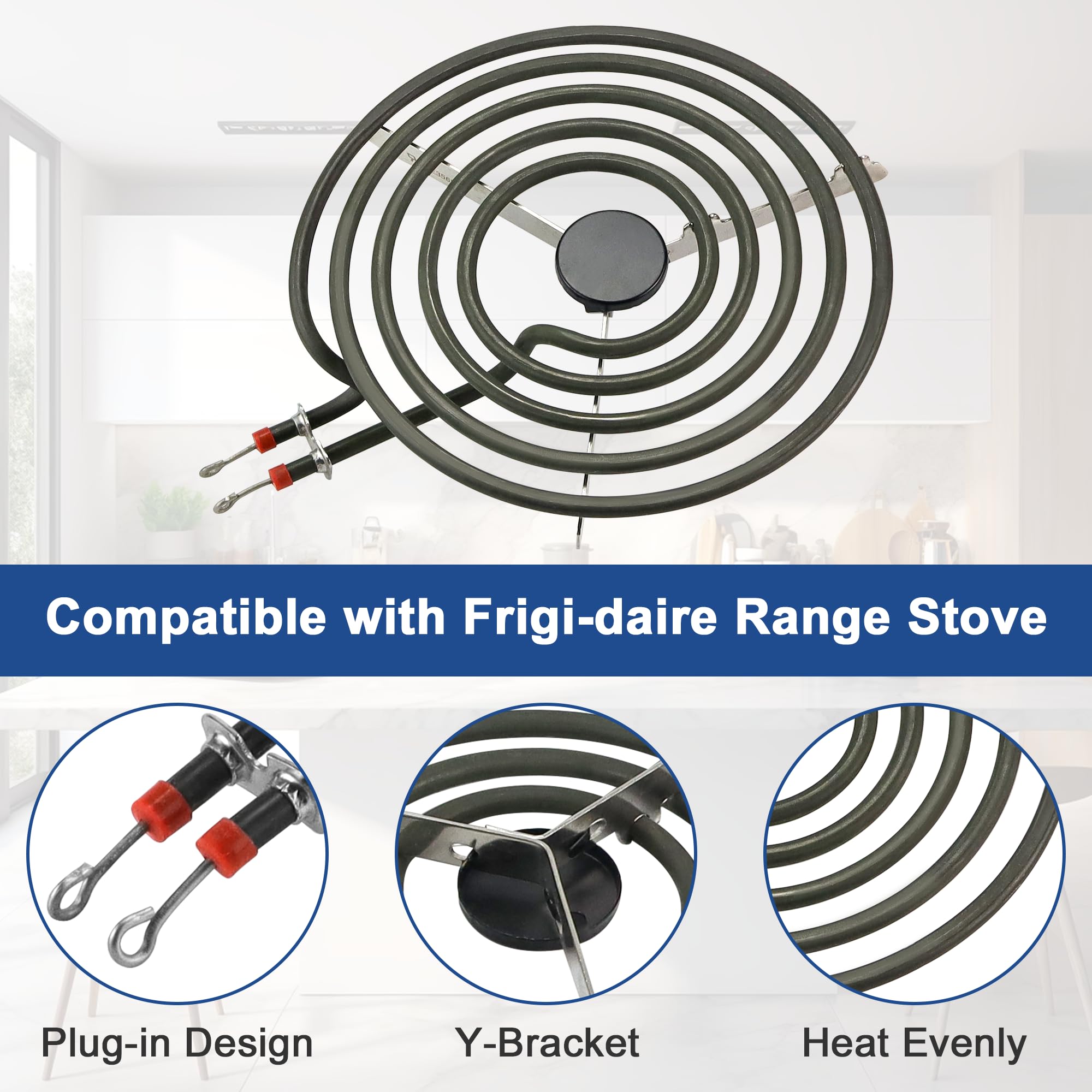 5304430149 5304430150 Porcelain Black Drip Pans Set & MP22YA Electric Range Burner Element Unit Set Compatible with Frigi-daire Ken-more Range Oven/Stove Replaces 318067041 318067051 by Fetechmate