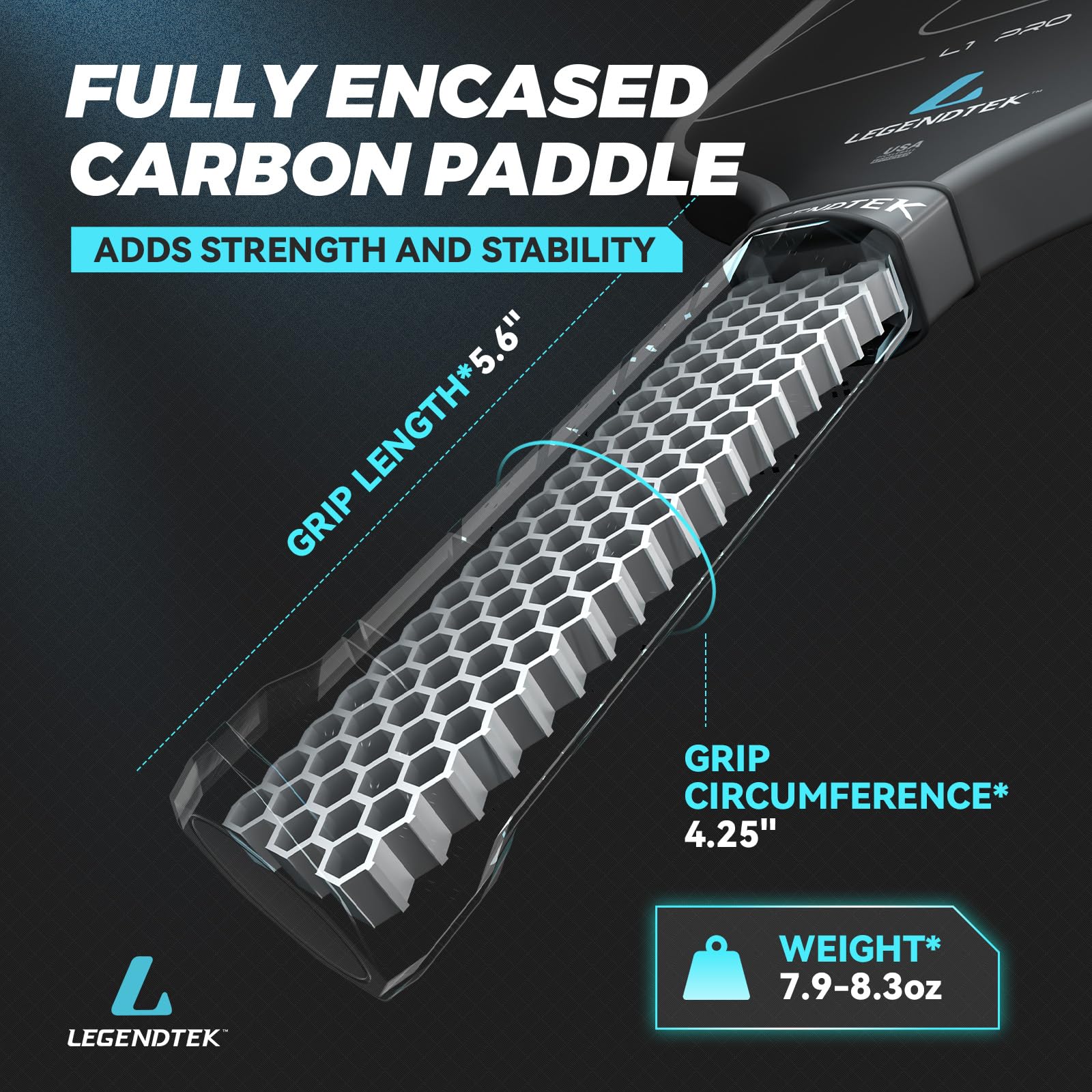 Pickleball Paddle, Raw Carbon Fiber T700 Abrasion-Resistant Surface, 16MM Polypropylene Honeycomb core, USAPA Approved, High Grit,The Pickleball Paddle Designed for Control Spin & Consistency