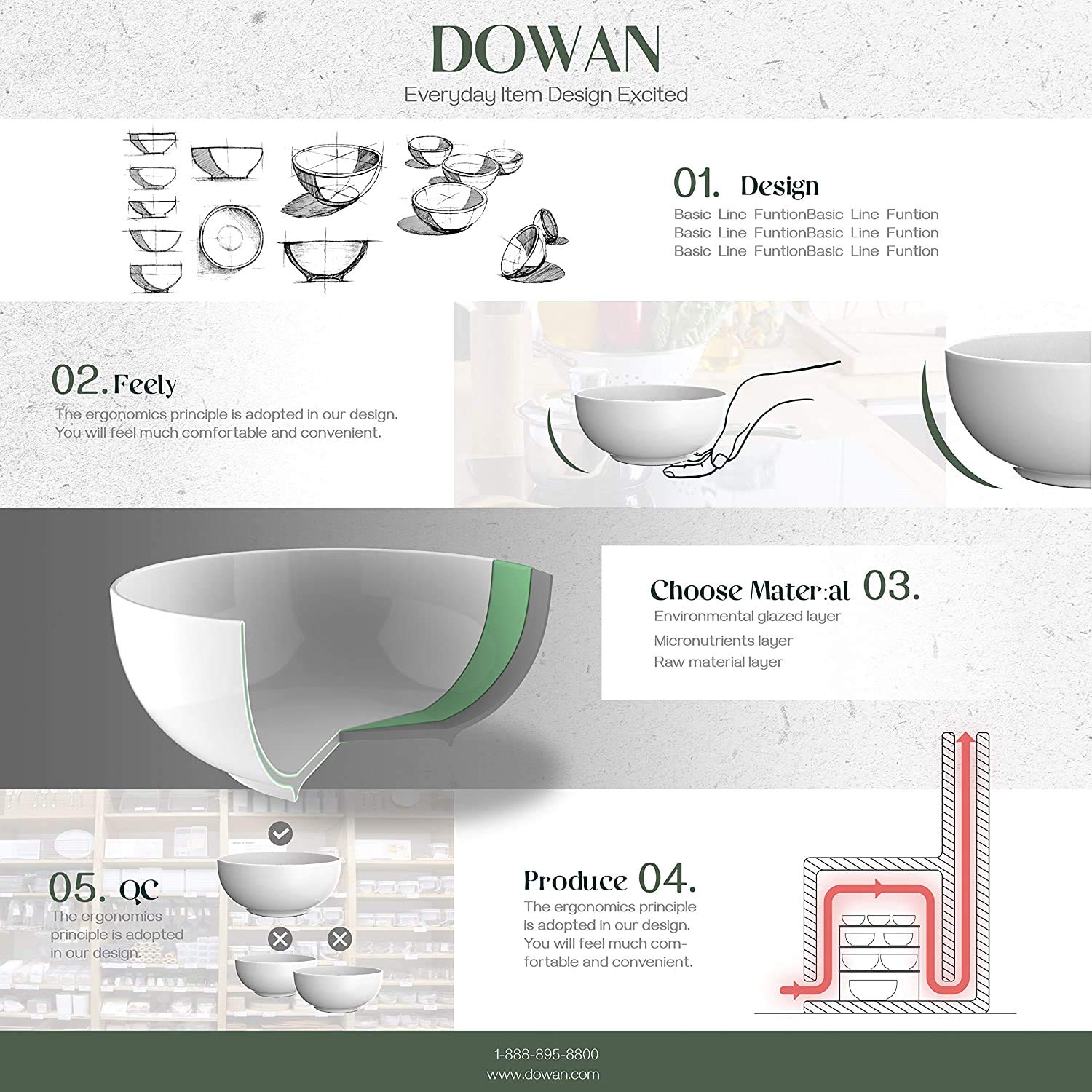 DOWAN 22 Ounce Soup and Cereal Bowls, Porcelain Serving Salad Bowls, Dishwasher & Microwave Safe, Centerpiece Serving Bowls, White,Bowl Set for Rice Pasta Oatmeal