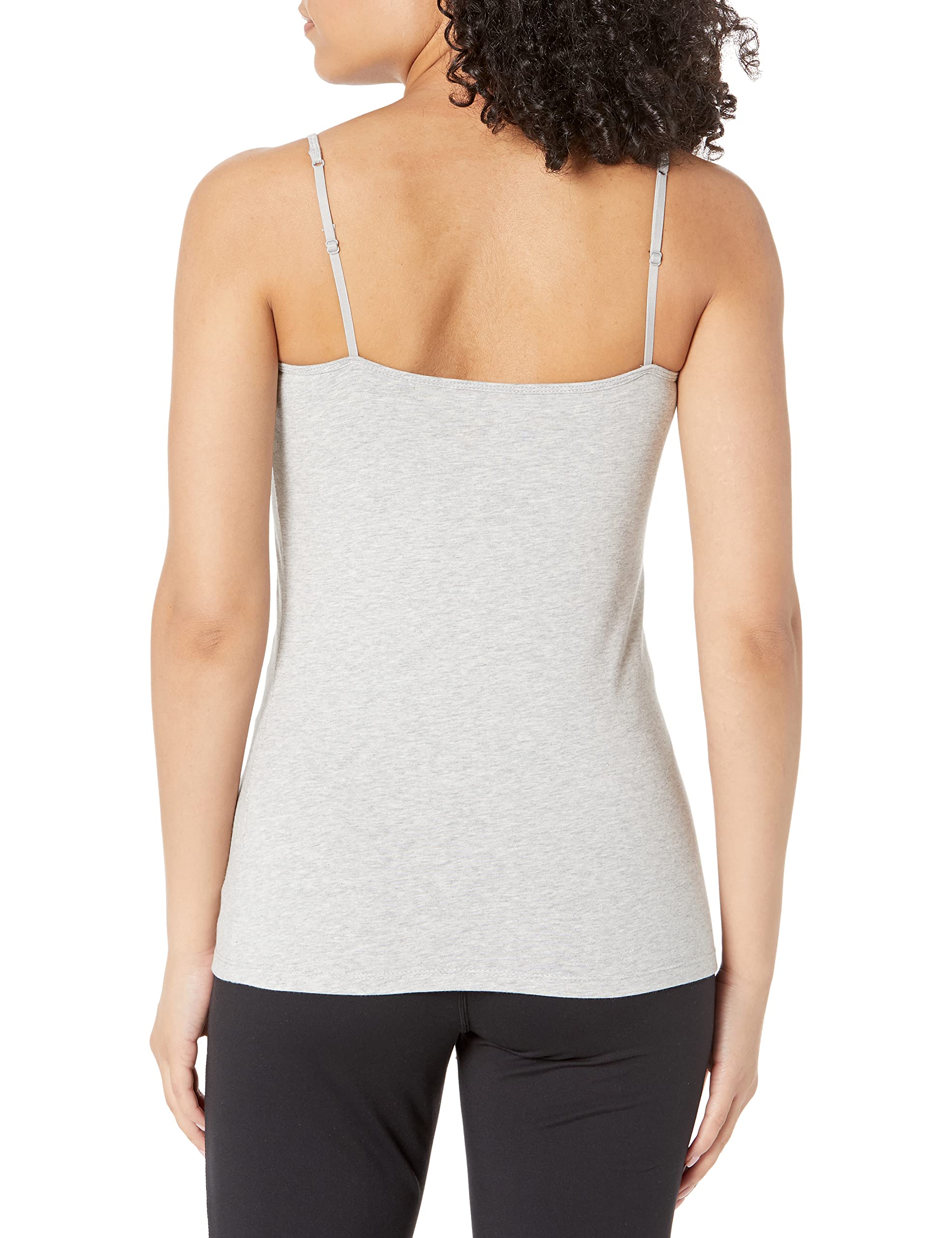 Amazon Essentials Women's Slim-Fit Camisole, Pack of 4, Black/Charcoal Heather/Light Grey Heather/White, X-Large