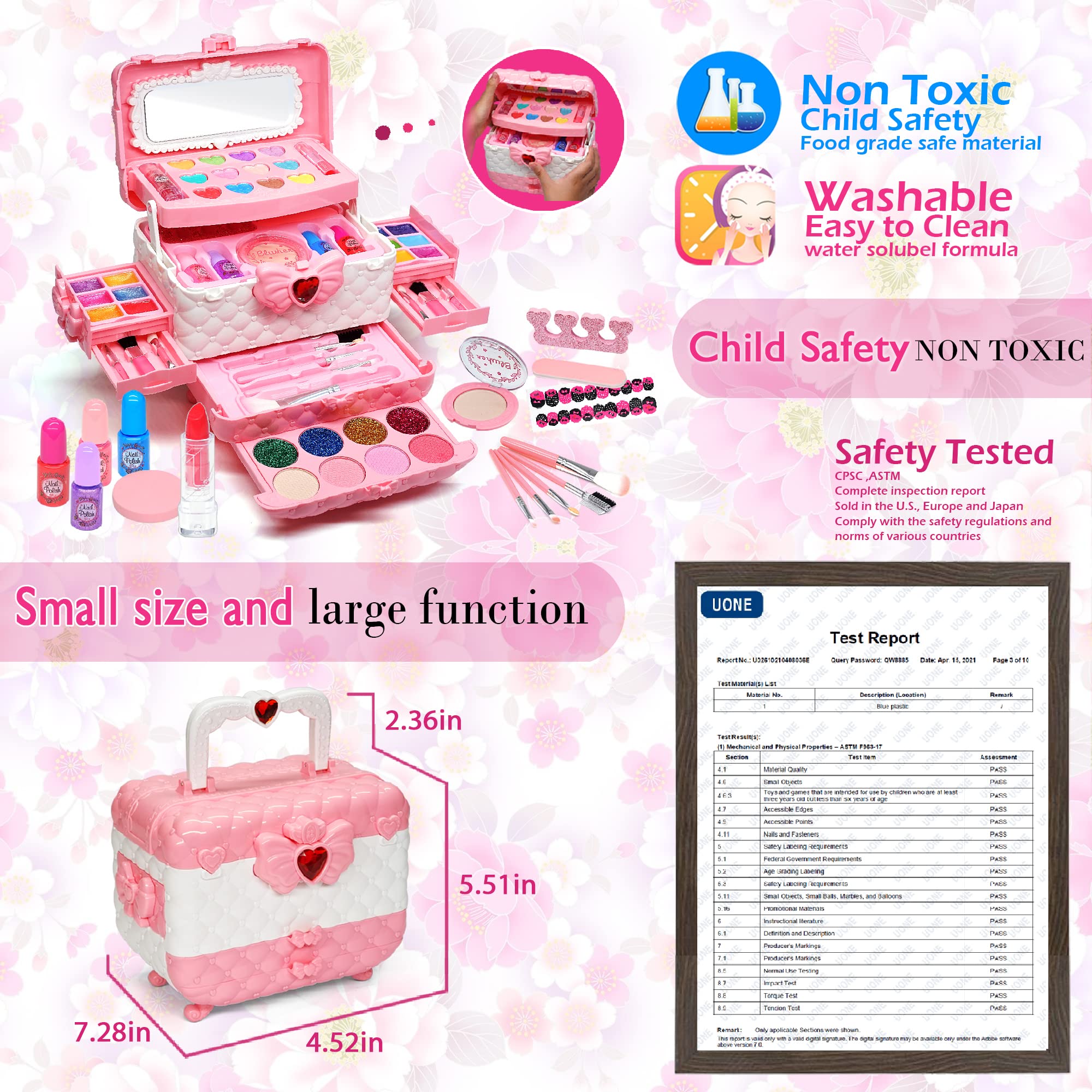 Kids Makeup Kit for Girl - Kids Makeup Kit Toys for Girls,Play Real Makeup Girls Toys,Washable Make Up for Little Girls,Non Toxic Toddlers Cosmetic for Children Age 3-12 Years Old,Teen