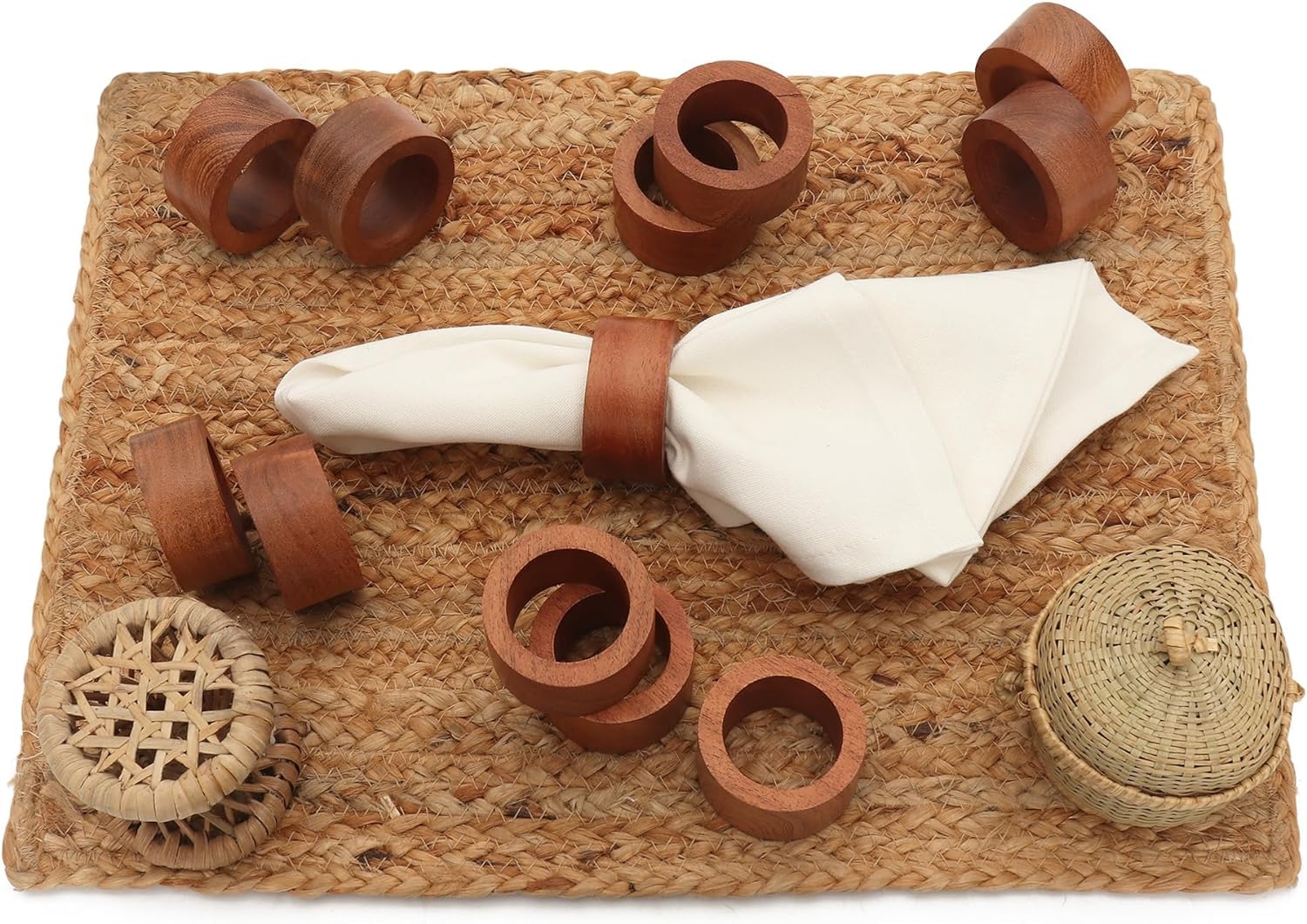 ARN CRAFT PCS 12 Wooden Napkin Rings- for Weddings Dinner Parties or Every Day Use Set of 12