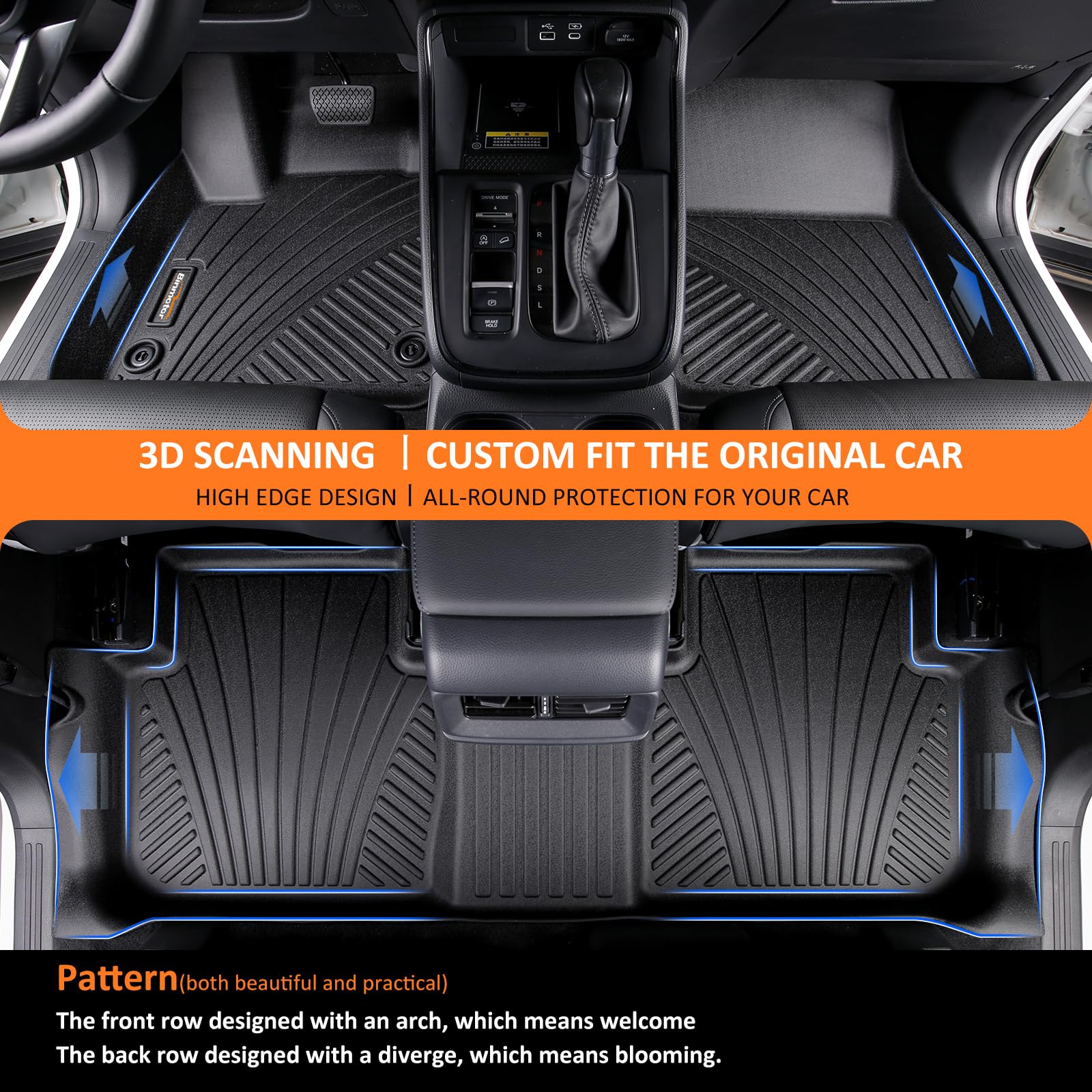 Binmotor-All Weather Floor Mats for Hyundai Venue 2025 2024 2023 2022 2021 2020, Heavy Duty, Waterproof, Nonslip Winter Car Mats for Hyundai Venue SE, Venue SEL, Venue Limited 2020-2025