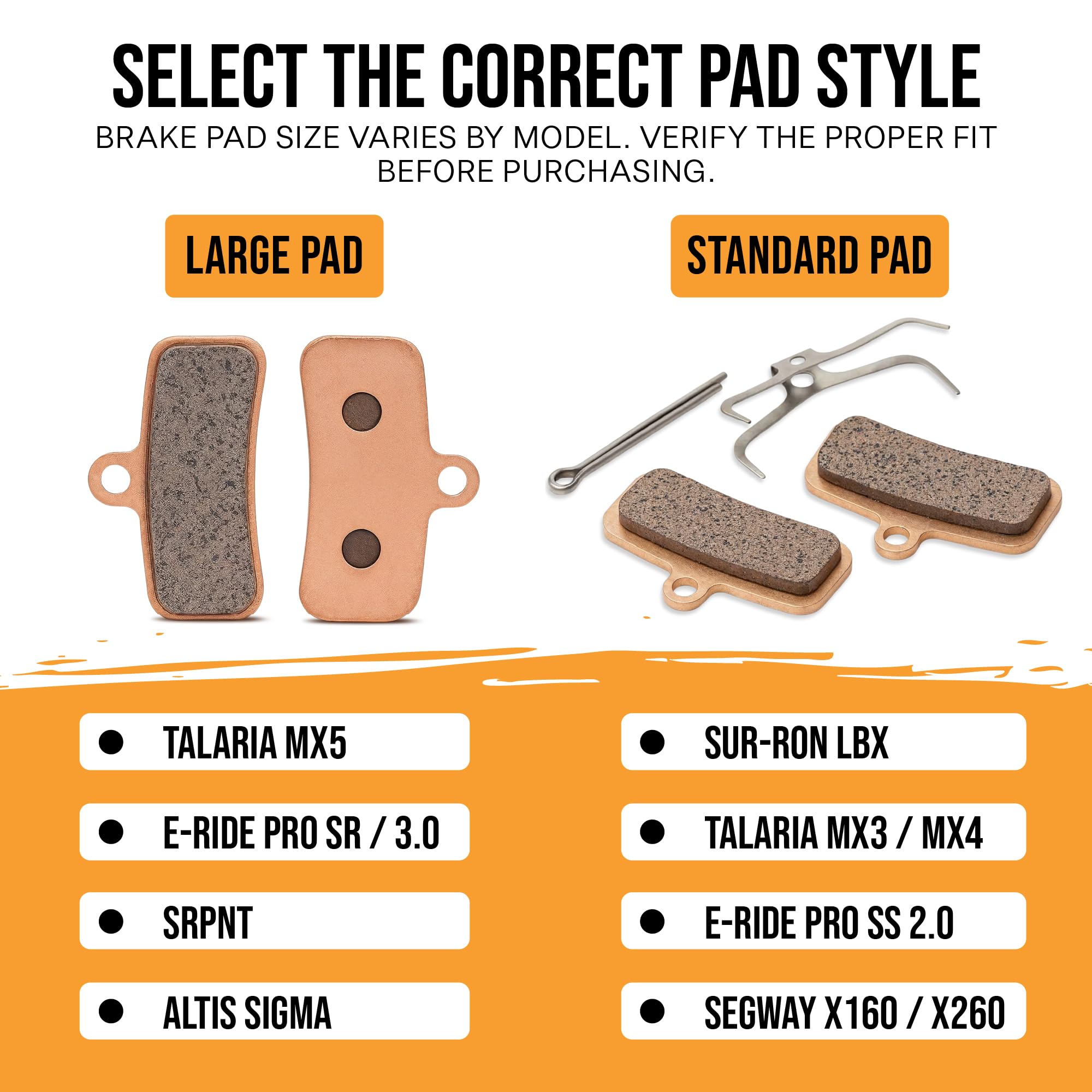 Rippin Moto Sintered Brake Pads for Electric Dirt Bikes (Large Pad – Talaria MX5 / E-Ride PRO SR & 3.0 / SRPNT/Altis Sigma)