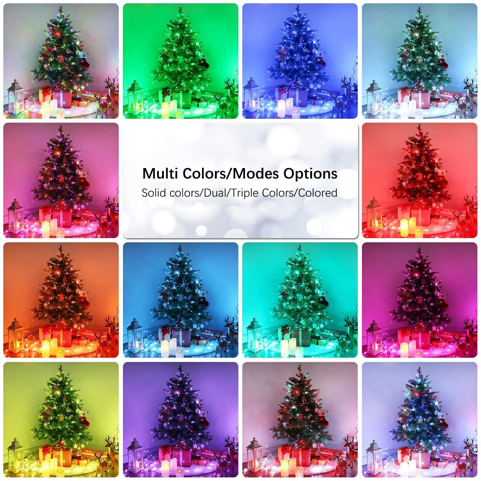 BrizLabs Christmas Fairy Lights, 66ft 200 LED Color Changing Fairy Lights with Remote, Plugin RGB Rainbow Christmas Twinkle Lights Indoor Starry Fairy Light for Christmas Halloween Party Wedding Decor