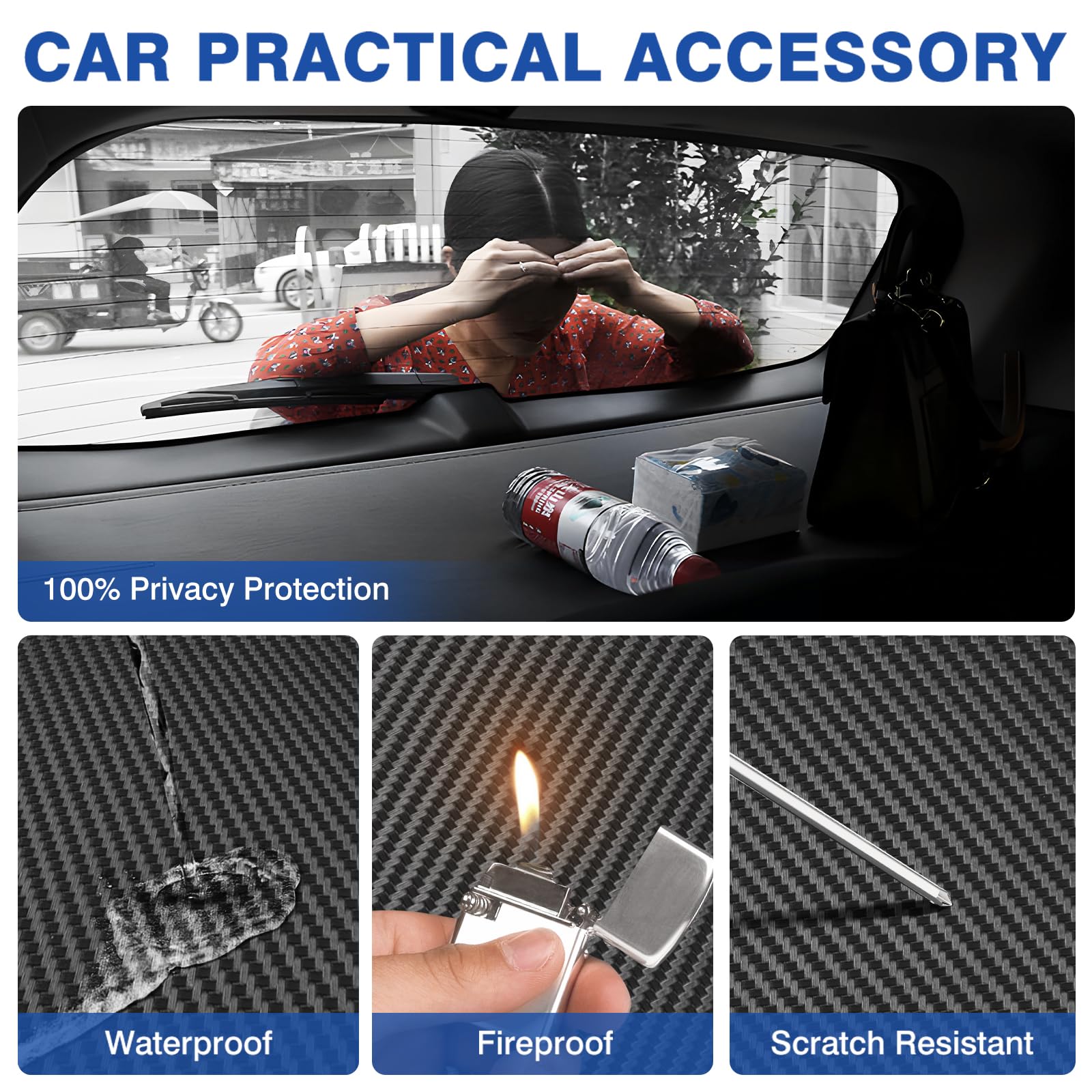 Autorder Cargo Cover for 2022 2023 2024 Hyundai Ioniq 5 Accessories Upgraded Trunk Cover with Extra Storage Net Carbon Fiber Retractable Security Shield Shade Cover