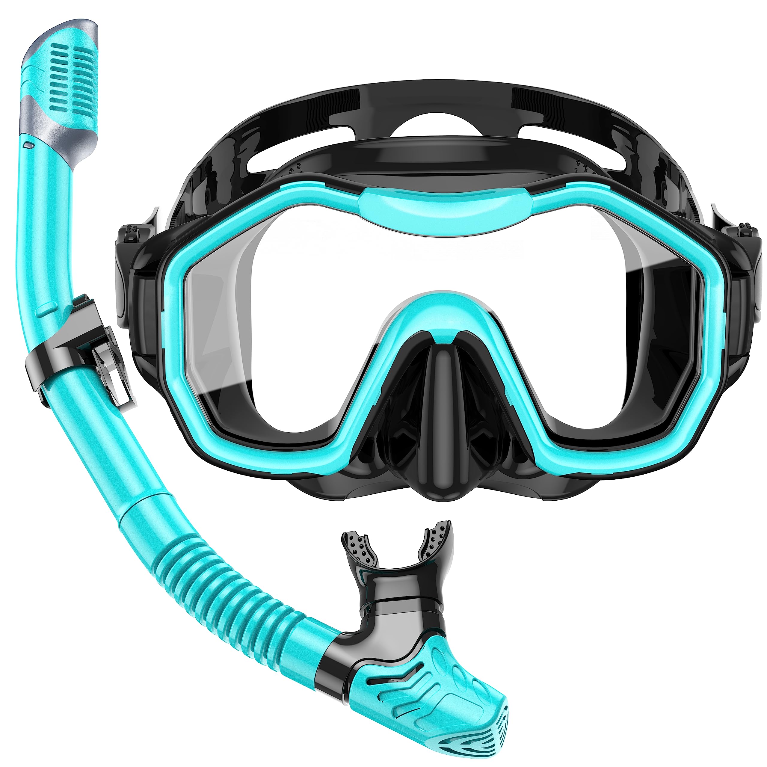 Snorkeling Gear for Adults, Kwambiri Dry-Top Snorkel Set, 186°Panoramic Wide View Diving Mask Breathing Freely Snorkel Mask for Snorkeling Scuba Diving Swimming Travel（Adults）