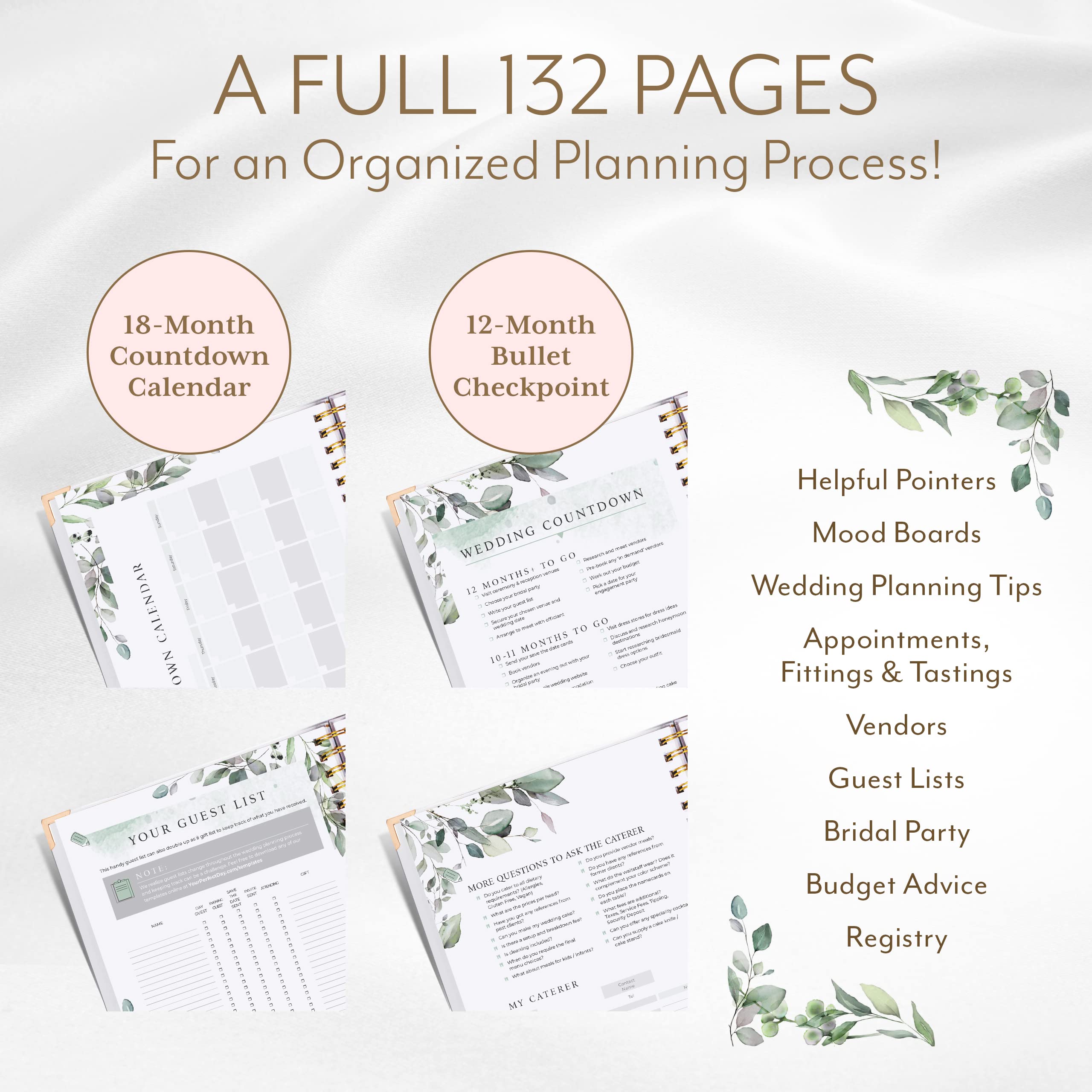 Your Perfect Day Wedding Planner for Bride - Wedding Planning Book and Organizer, Bridal Wedding Planner Book & Binder with Wedding Countdown Calendar (FLORAL)