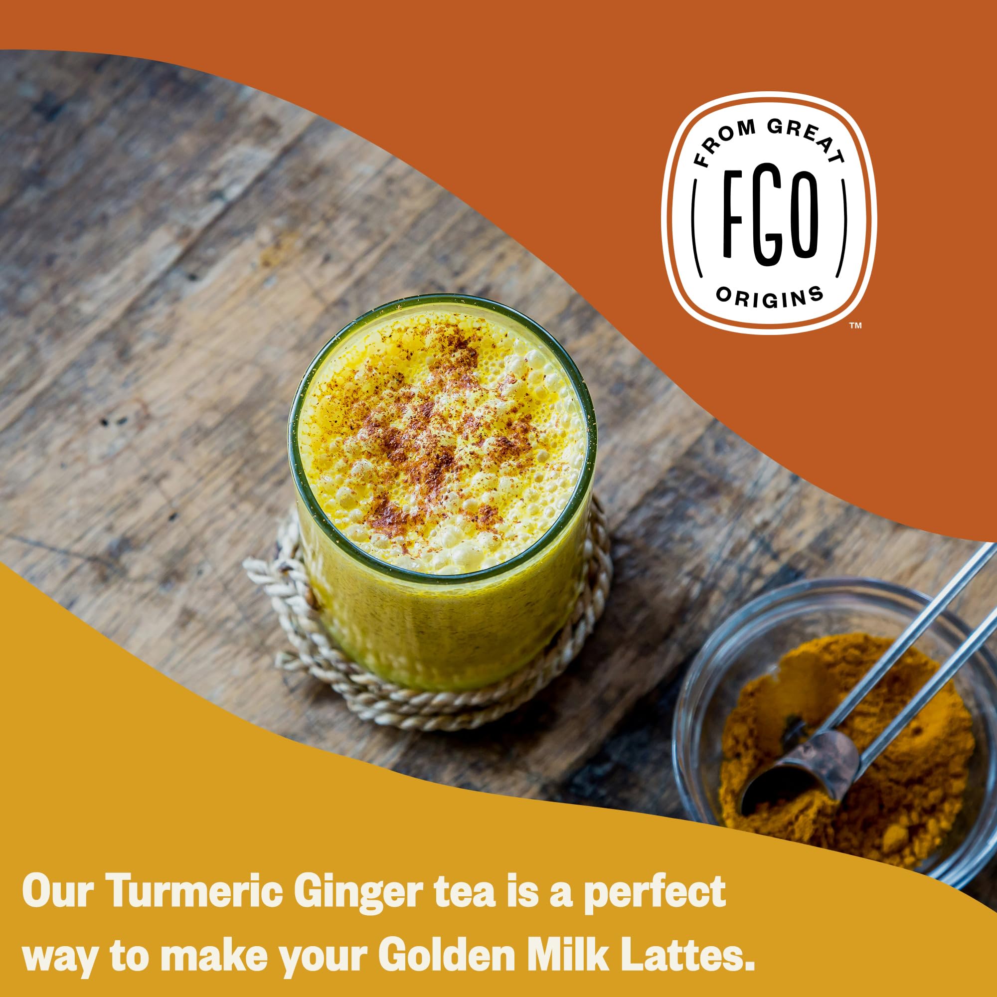 FGO Organic Turmeric Ginger Tea, Eco-Conscious Tea Bags, 100 Count, Packaging May Vary (Pack of 1)