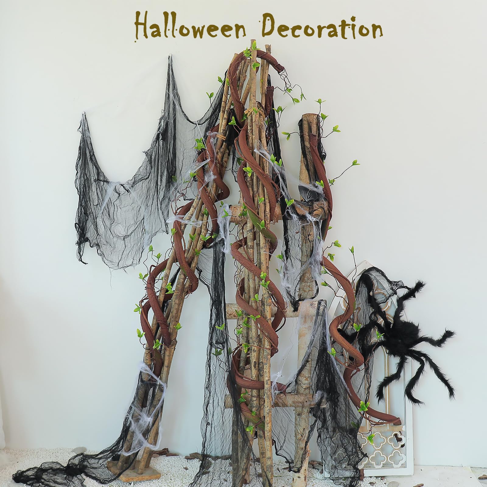 CONGZHANHH Bendable 63in Artificial Tree Twigs Cane Vine Branches Fake Plants Trunk Garland with Leaves for Home Wedding Garden Wall Hanging X'Mas Christmas Thanksgiving Day Decoration