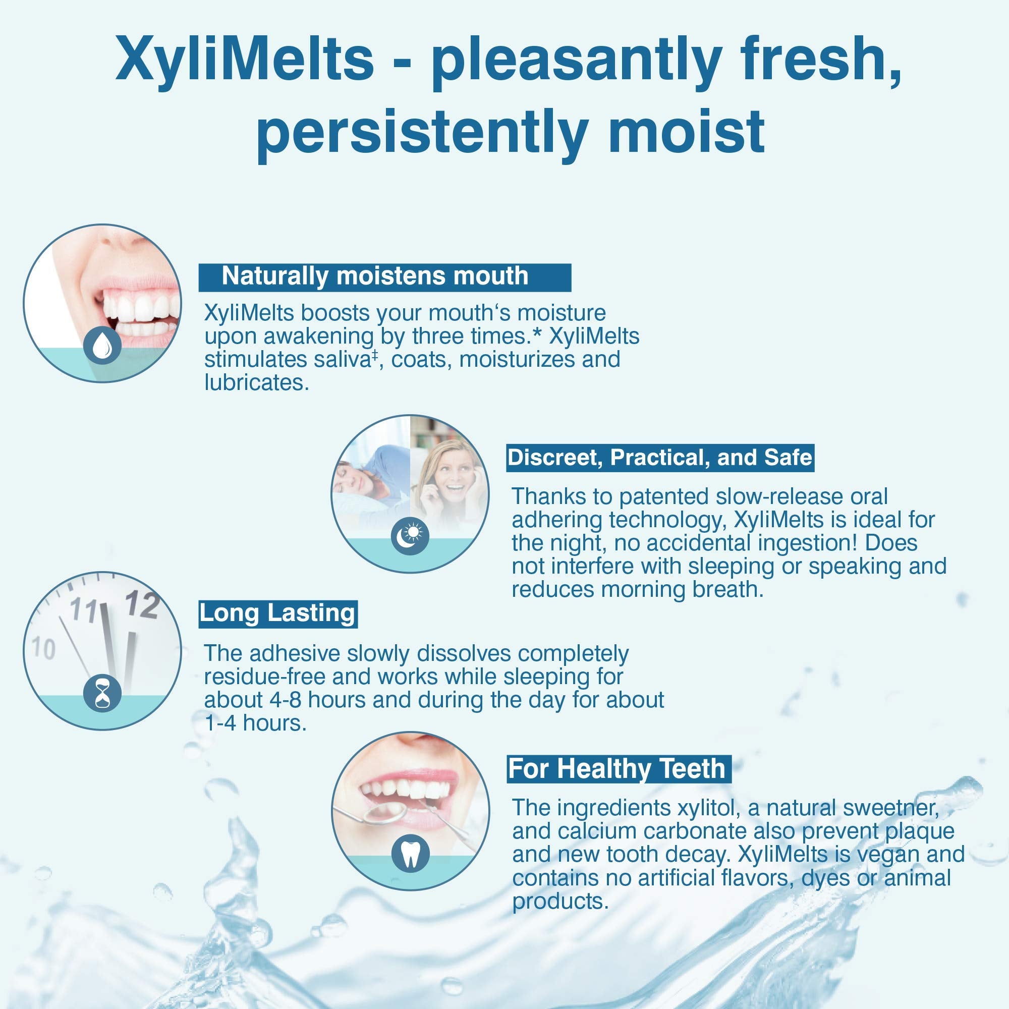 OraCoat XyliMelts Dry Mouth Relief Oral Adhering Discs, Slightly Sweet with Xylitol, for Dry Mouth, Stimulates Saliva, Non-Acidic, Day and Night Use, Time Release for up to 8 Hours, 100 Count