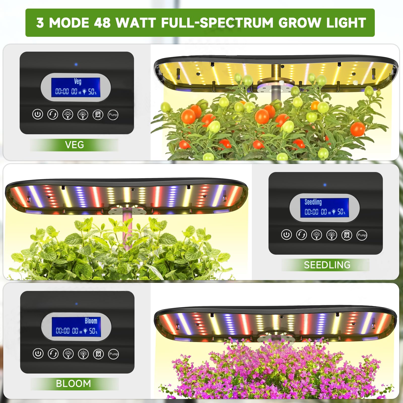 Fulsren Indoor Garden Hydroponics Growing System Kit 12Pods, Vegetable Growth Lamp Countertop with LED Grow Light - Hydrophonic Planter Grower Harvest Veggie Lettuce, Herb Garden