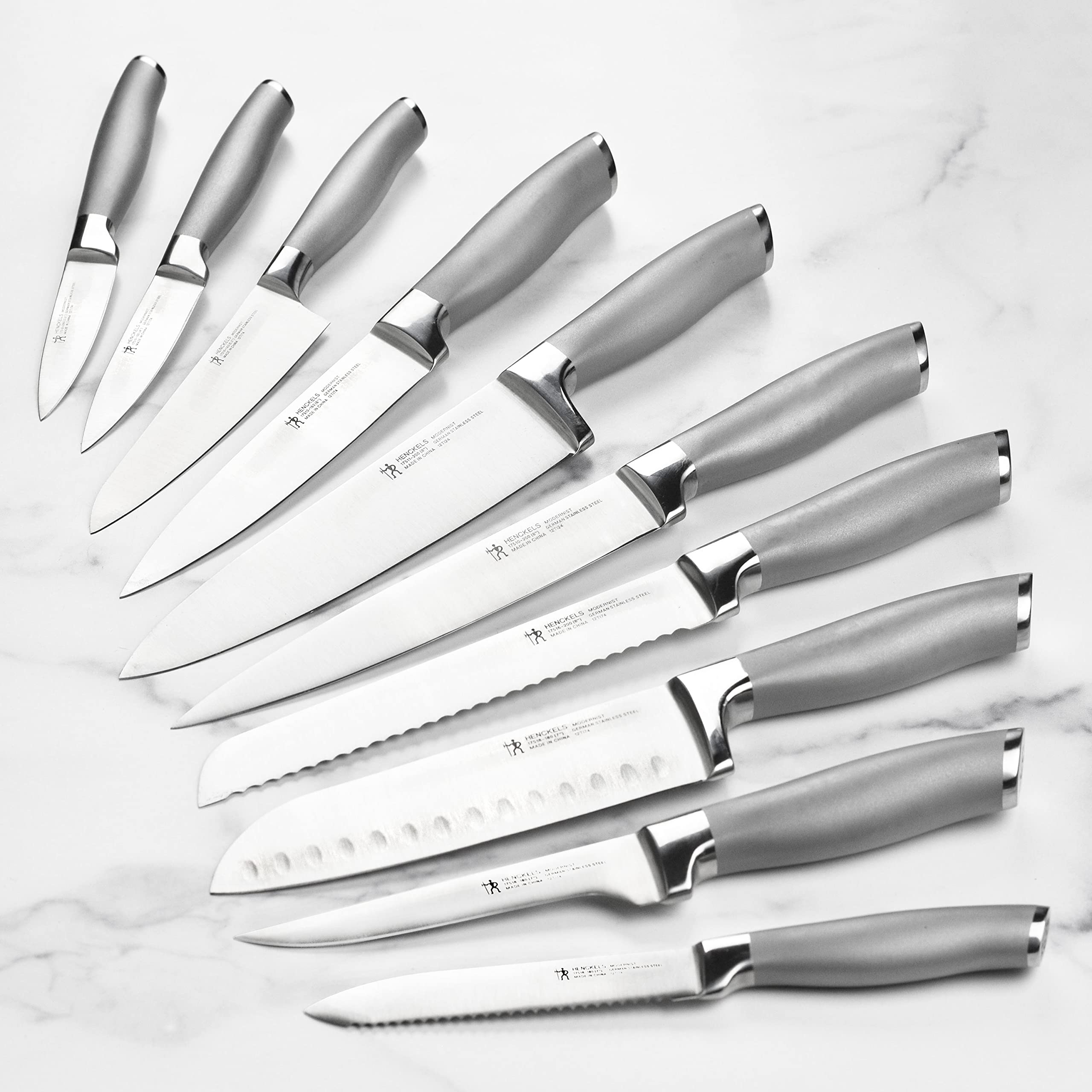 Henckels Forged Modernist 20 Piece Self Sharpening Knife Set with Stainless Steel Handles & Black Knife Block