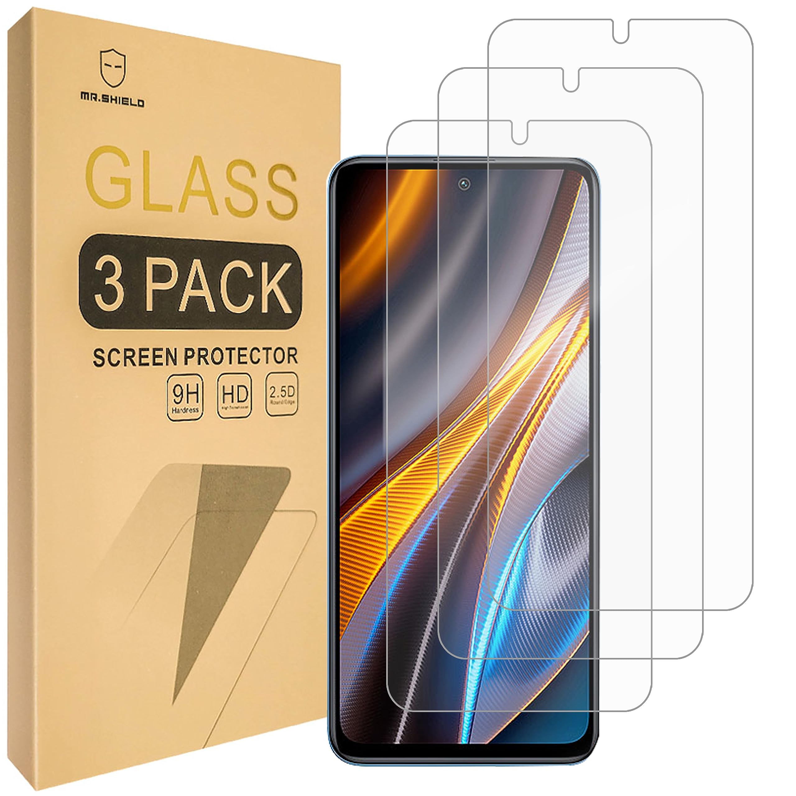 Mr.Shield [3-Pack] Screen Protector For Xiaomi Poco X4 GT/Xiaomi Redmi K50i [Tempered Glass] [Japan Glass with 9H Hardness] Screen Protector