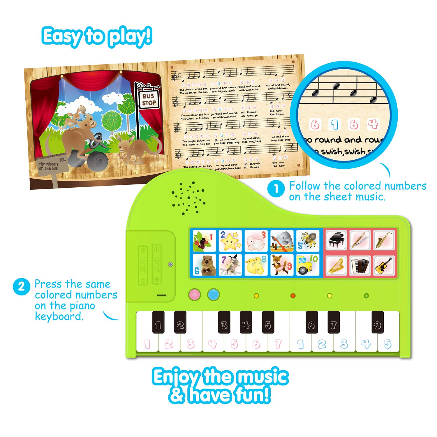 BEST LEARNING My First Piano Book - Educational Musical Toy for Toddlers Kids Ages 3-5 Years - Ideal 3, 4 Year Old Boy or Girl Christmas and Birthday Present
